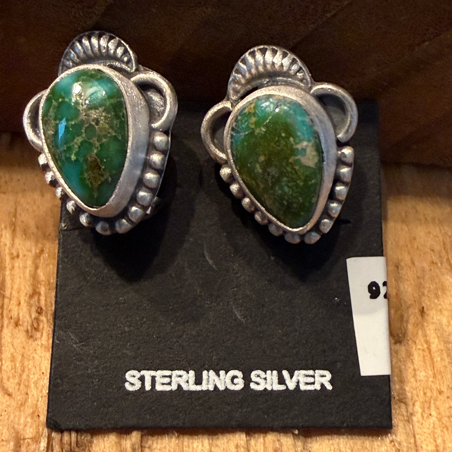 Handcrafted Sonoran Gold Turquoise Stud Earrings in 925 Sterling Silver Wild West Boho