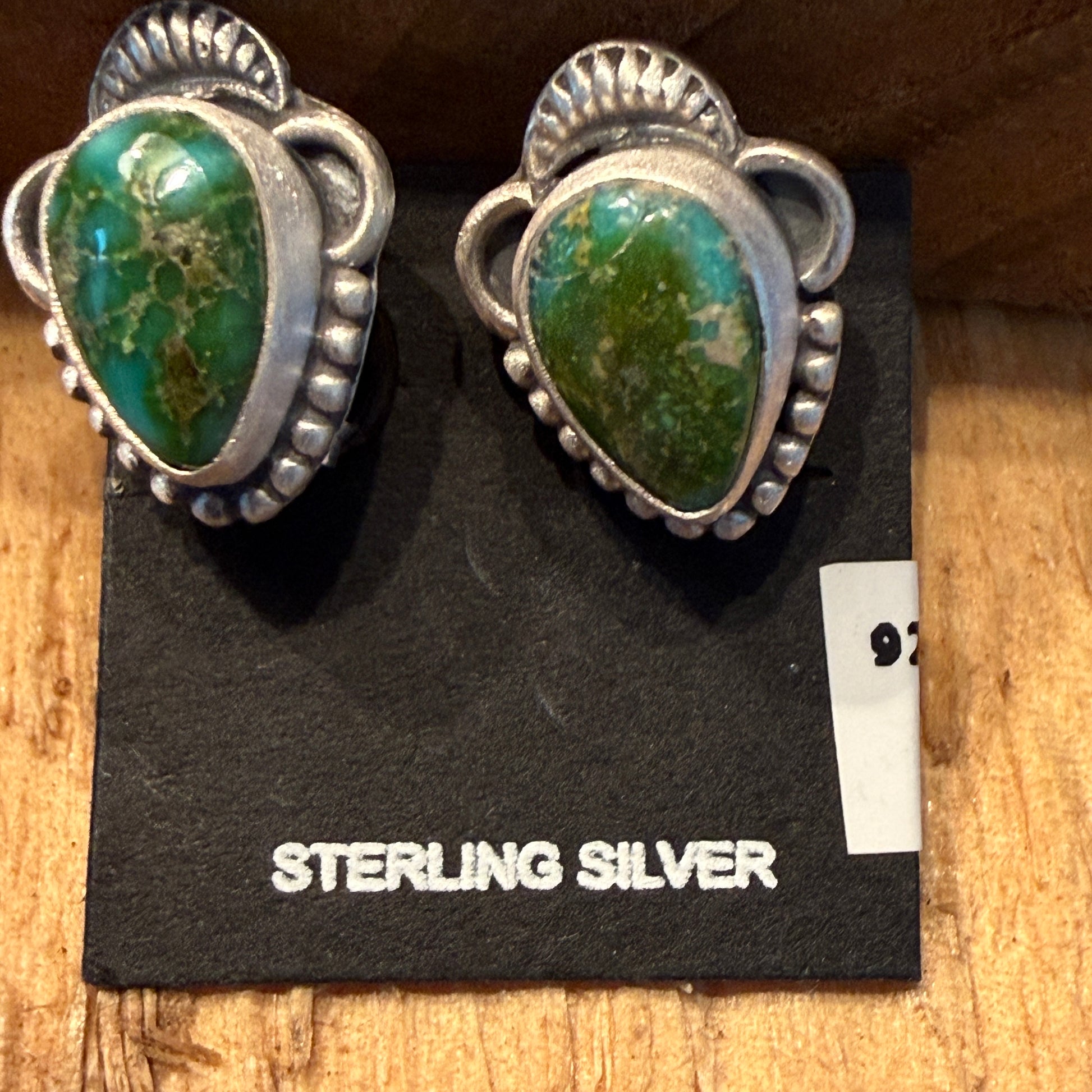 Handcrafted Sonoran Gold Turquoise Stud Earrings in 925 Sterling Silver Wild West Boho