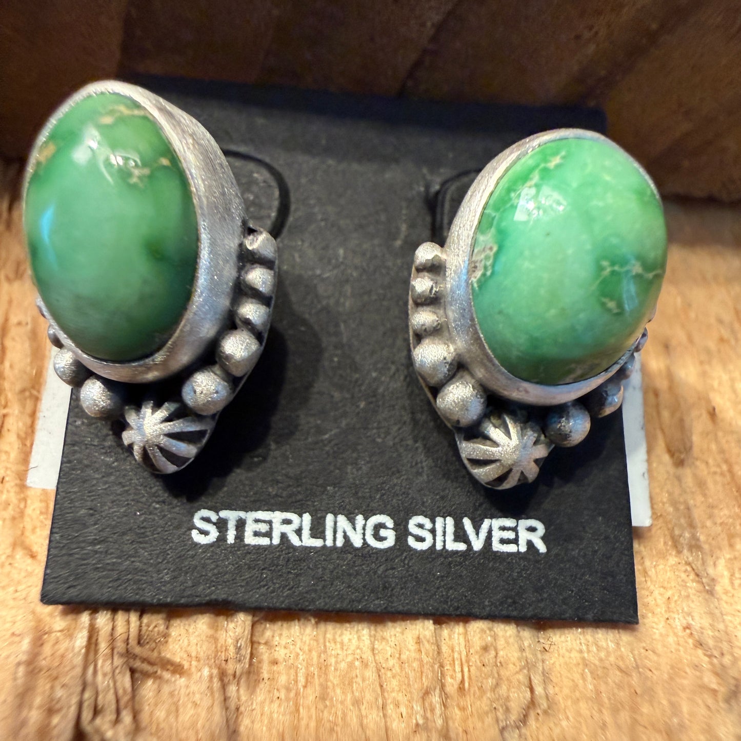 Emerald Valley Turquoise Gemstone Stud Earrings Sterling Silver Wild West Boho