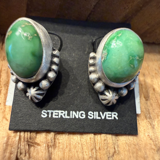 Emerald Valley Turquoise Gemstone Stud Earrings Sterling Silver Wild West Boho