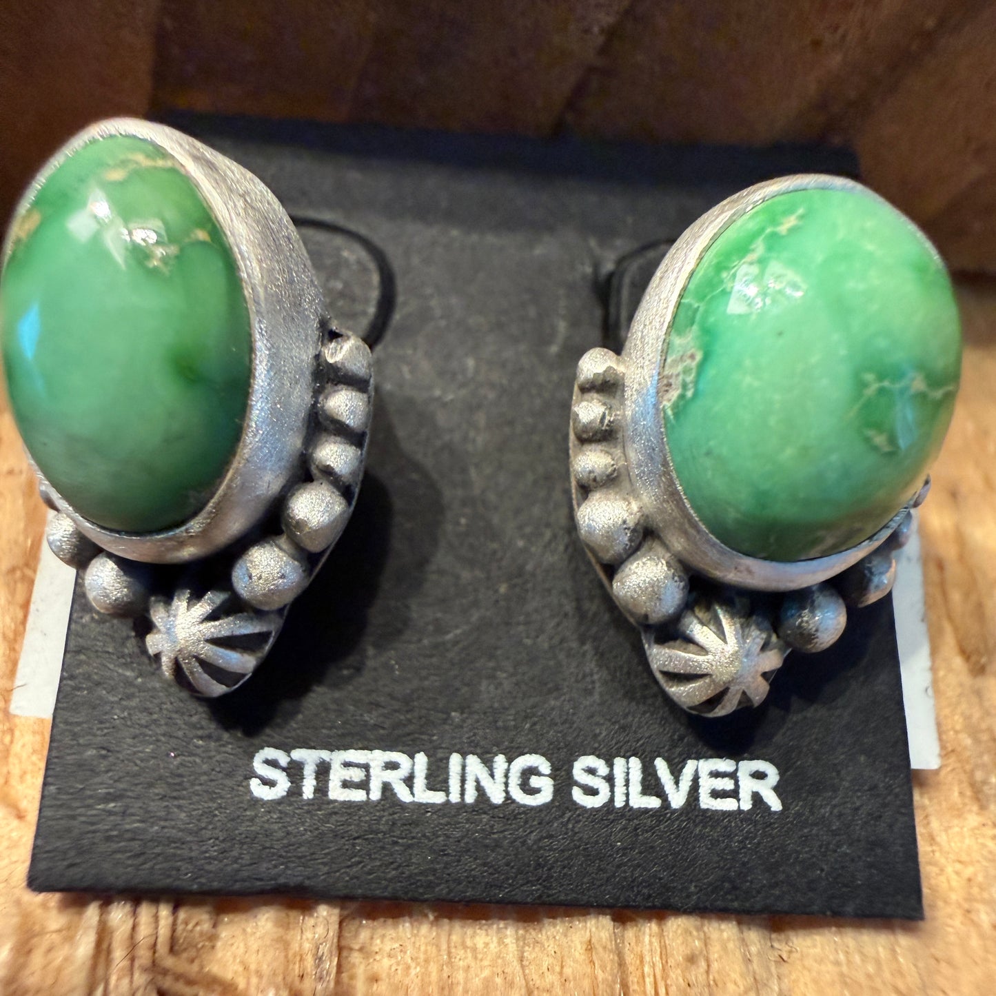 Emerald Valley Turquoise Gemstone Stud Earrings Sterling Silver Wild West Boho