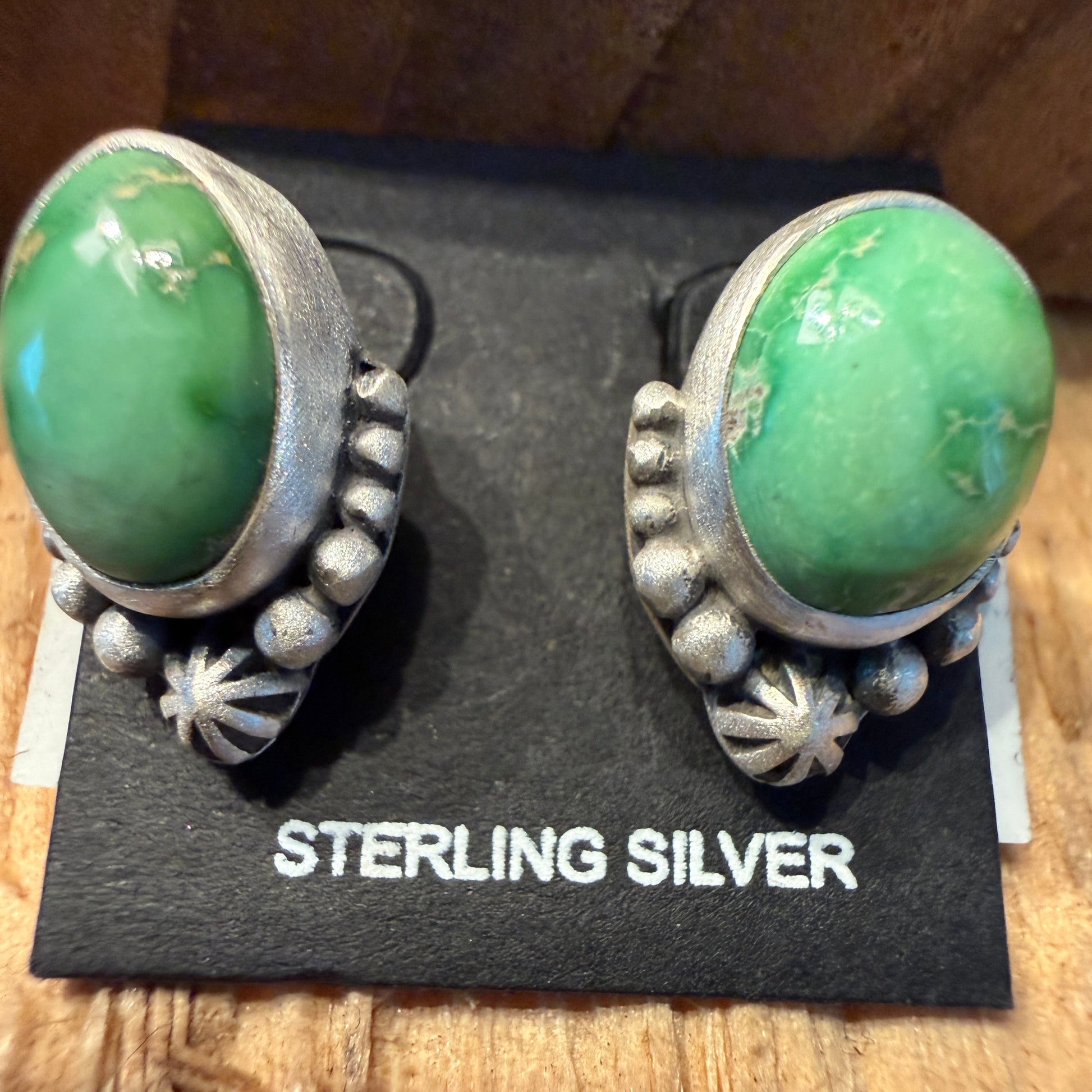 Emerald Valley Turquoise Gemstone Stud Earrings Sterling Silver Wild West Boho