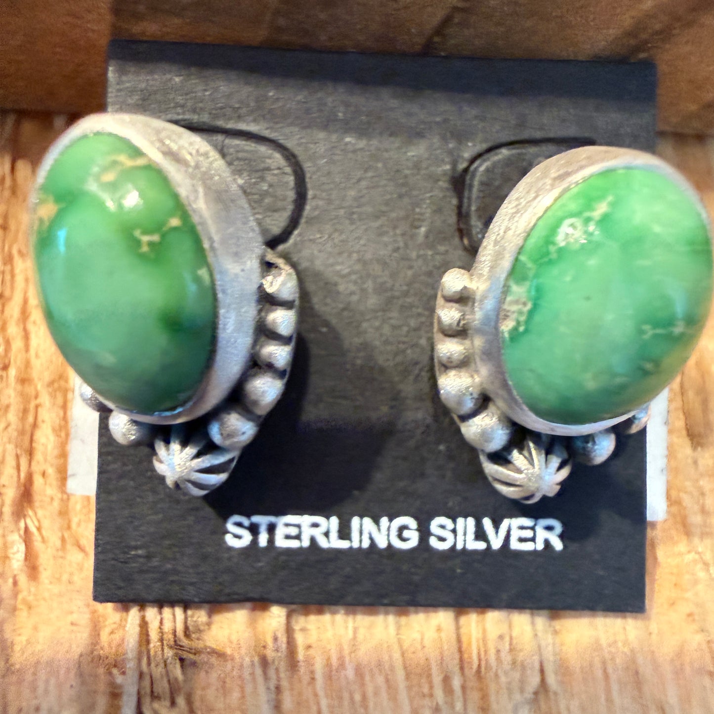 Emerald Valley Turquoise Gemstone Stud Earrings Sterling Silver Wild West Boho