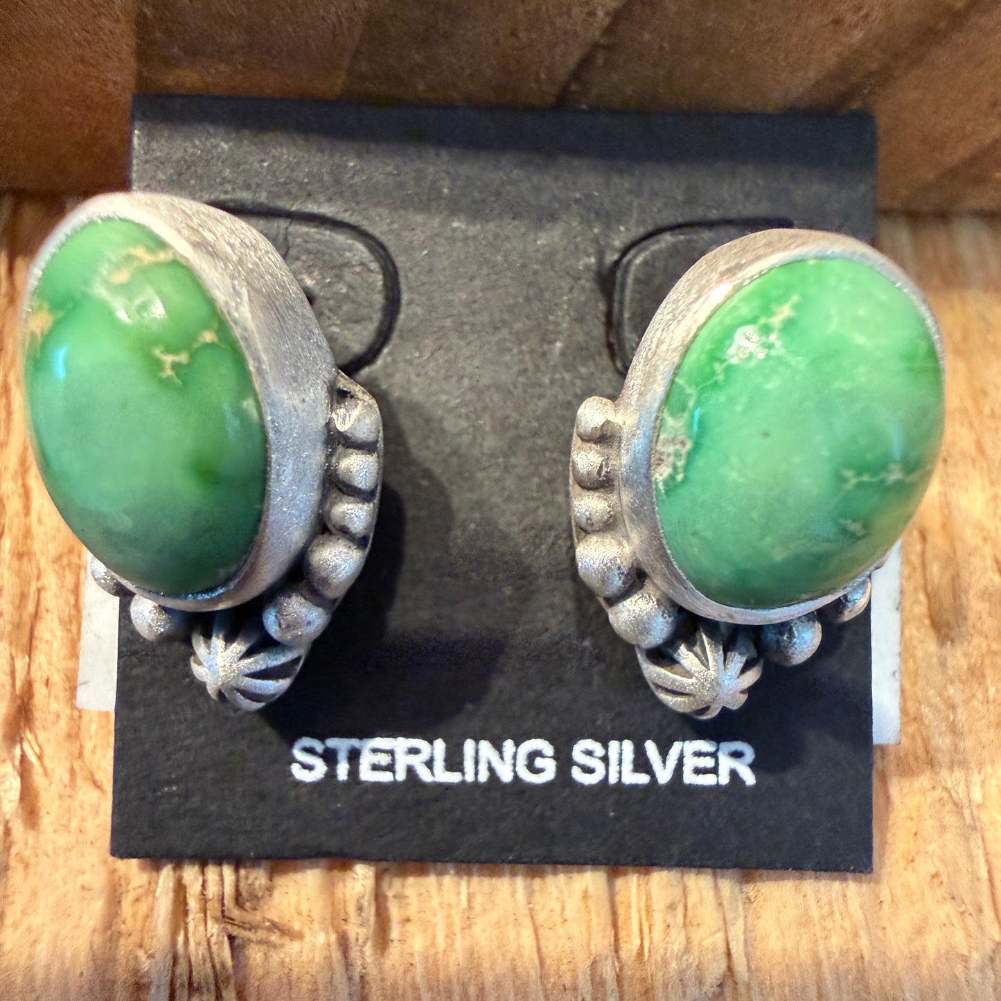 Emerald Valley Turquoise Gemstone Stud Earrings Sterling Silver Wild West Boho