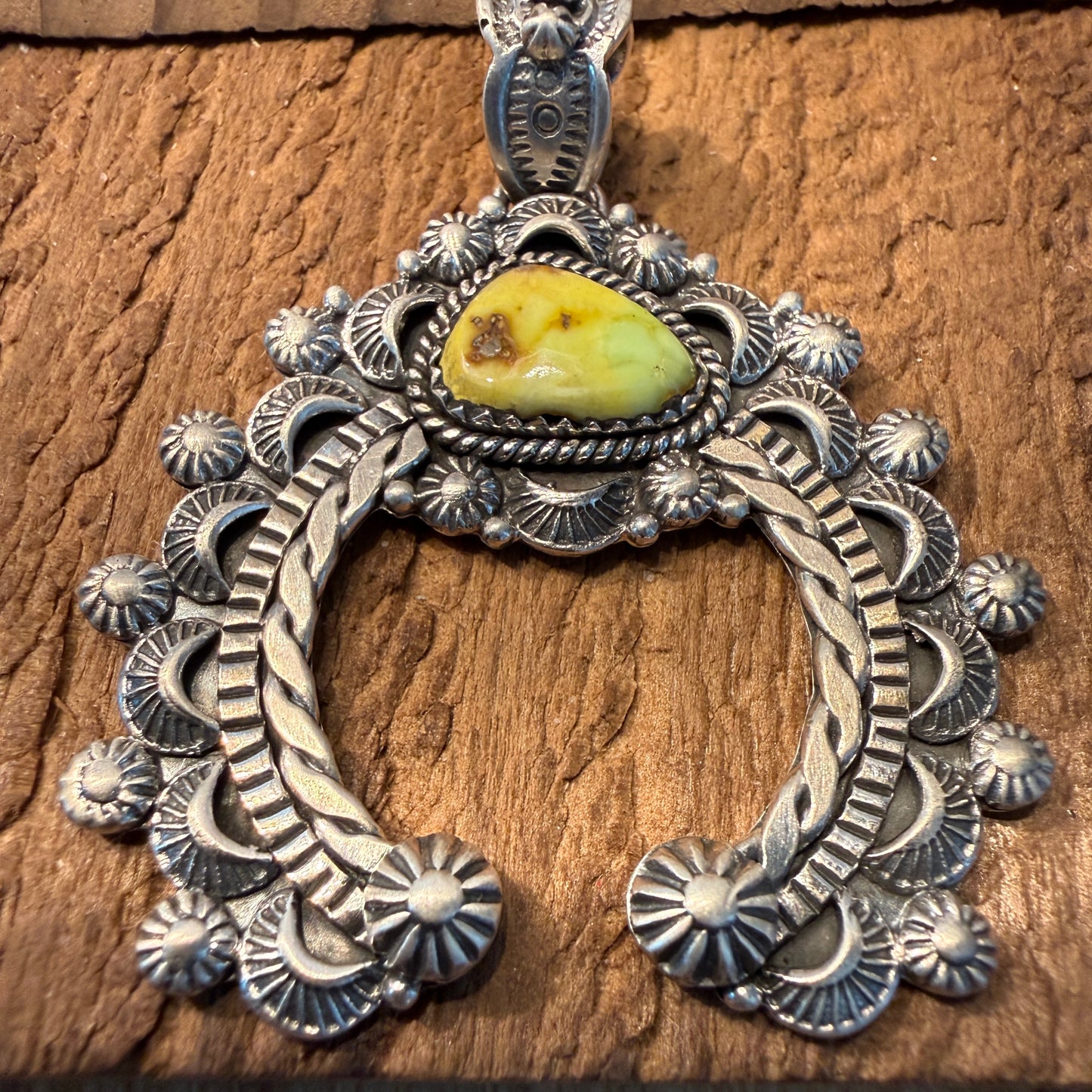 Handcrafted Palomino Turquoise Gemstone Squash Pendant 925 Sterling Silver Wild West Boho