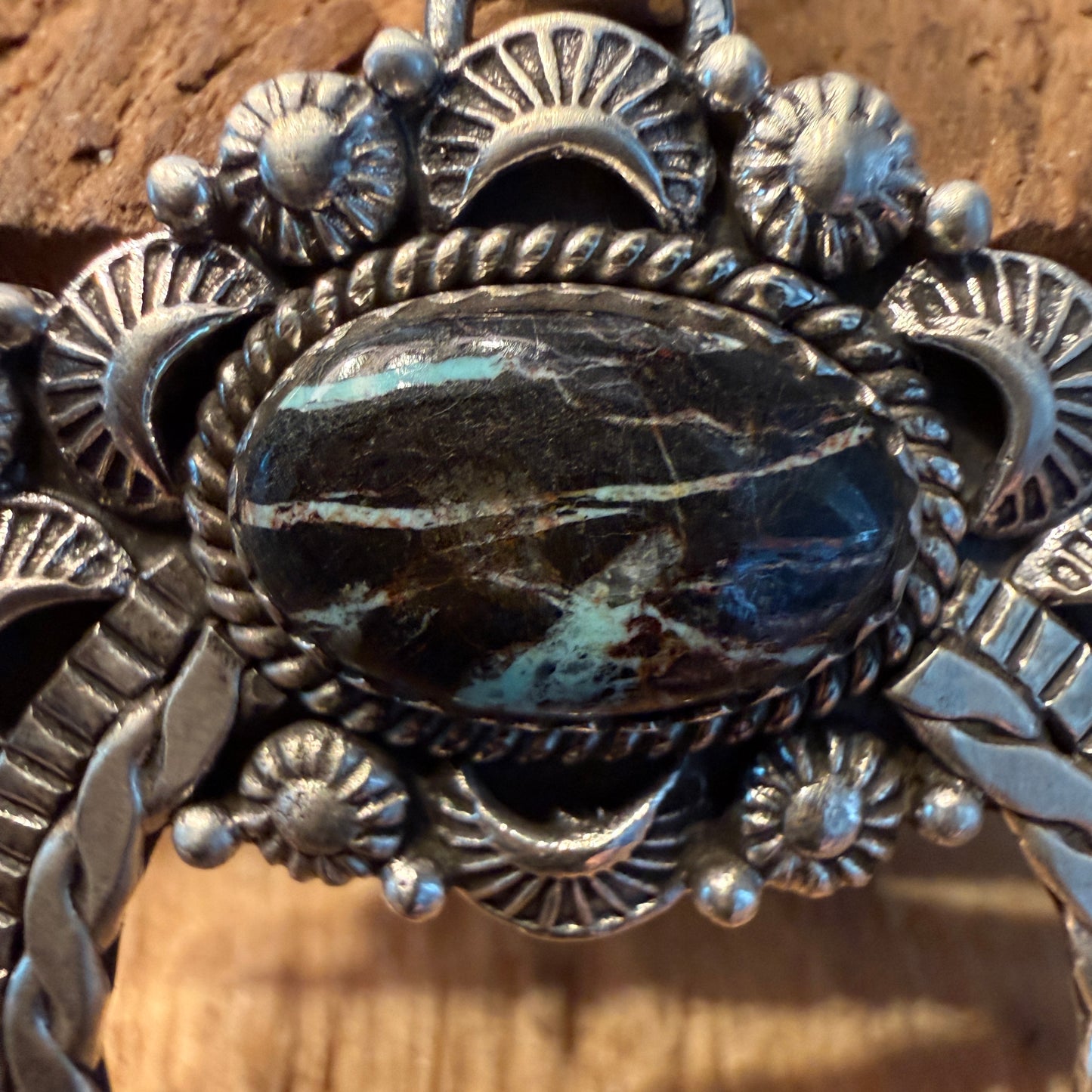 Handcrafted Blackjack Turquoise Gemstone Squash Pendant In 925 Sterling Silver Wild West Boho