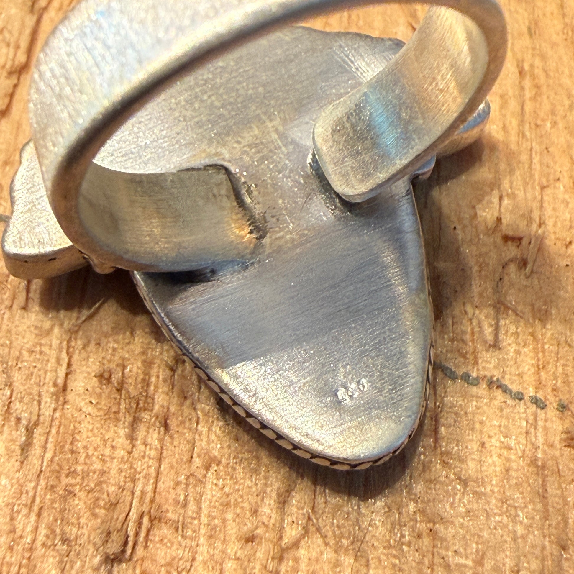 White Buffalo Kingman Turquoise Cluster Adjustable Ring Sterling Silver Wild West Boho