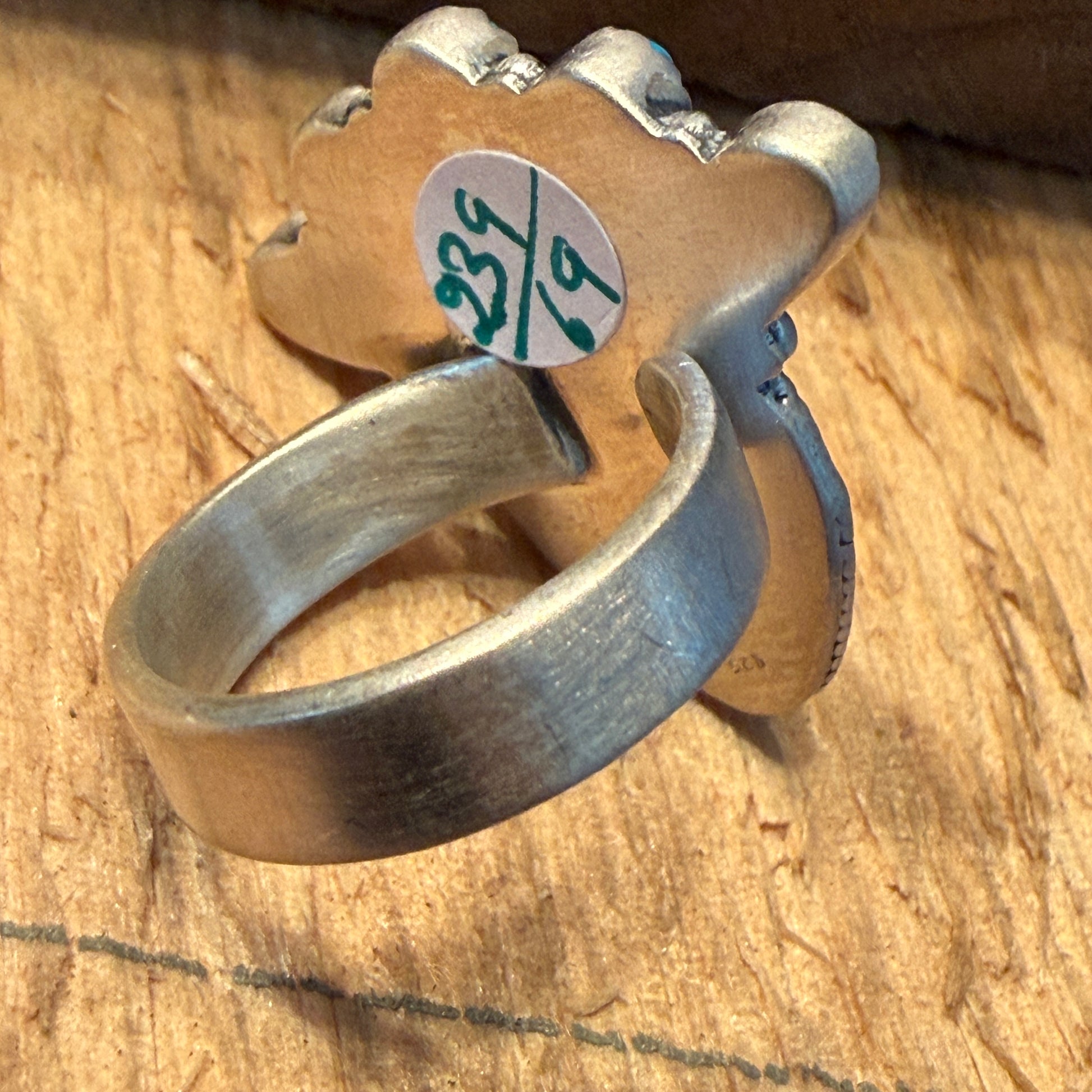White Water Turquoise Gemstone Cluster Statement Ring Adjustable Sterling Silver Wild West Boho