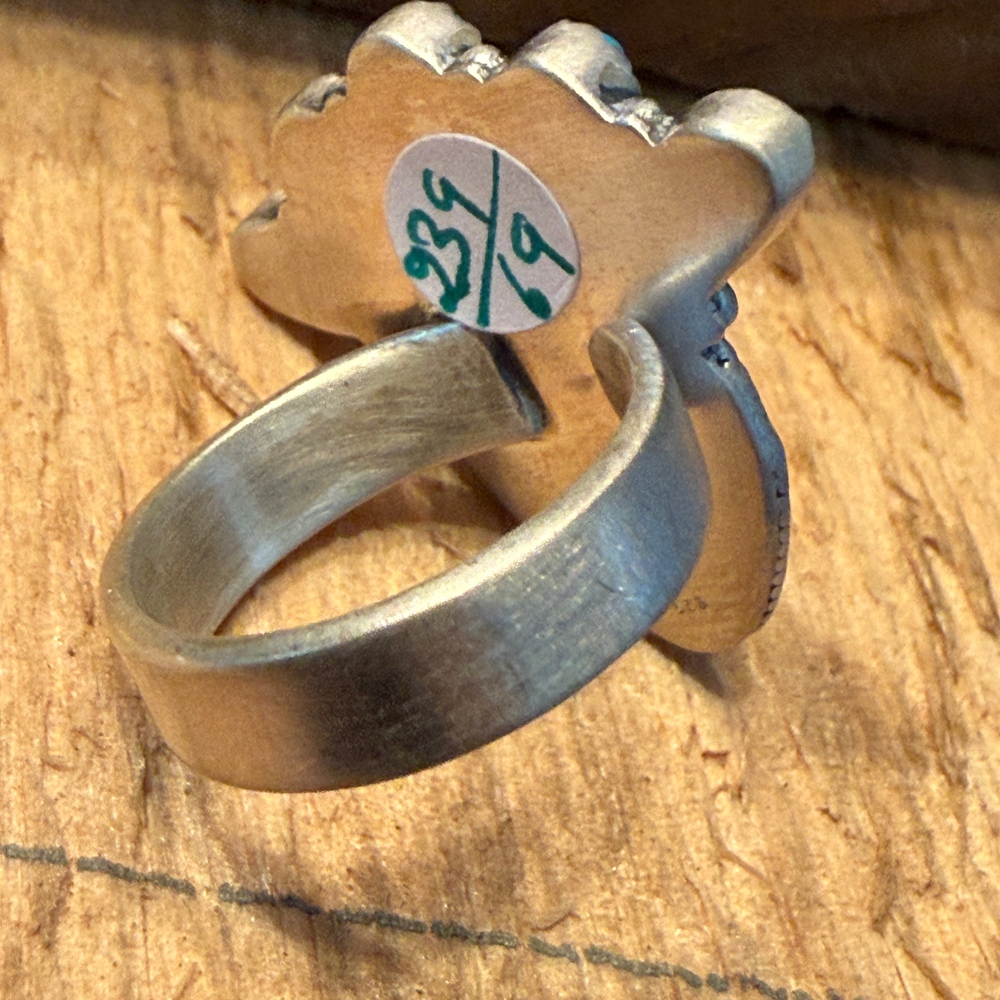 White Water Turquoise Gemstone Cluster Statement Ring Adjustable Sterling Silver Wild West Boho
