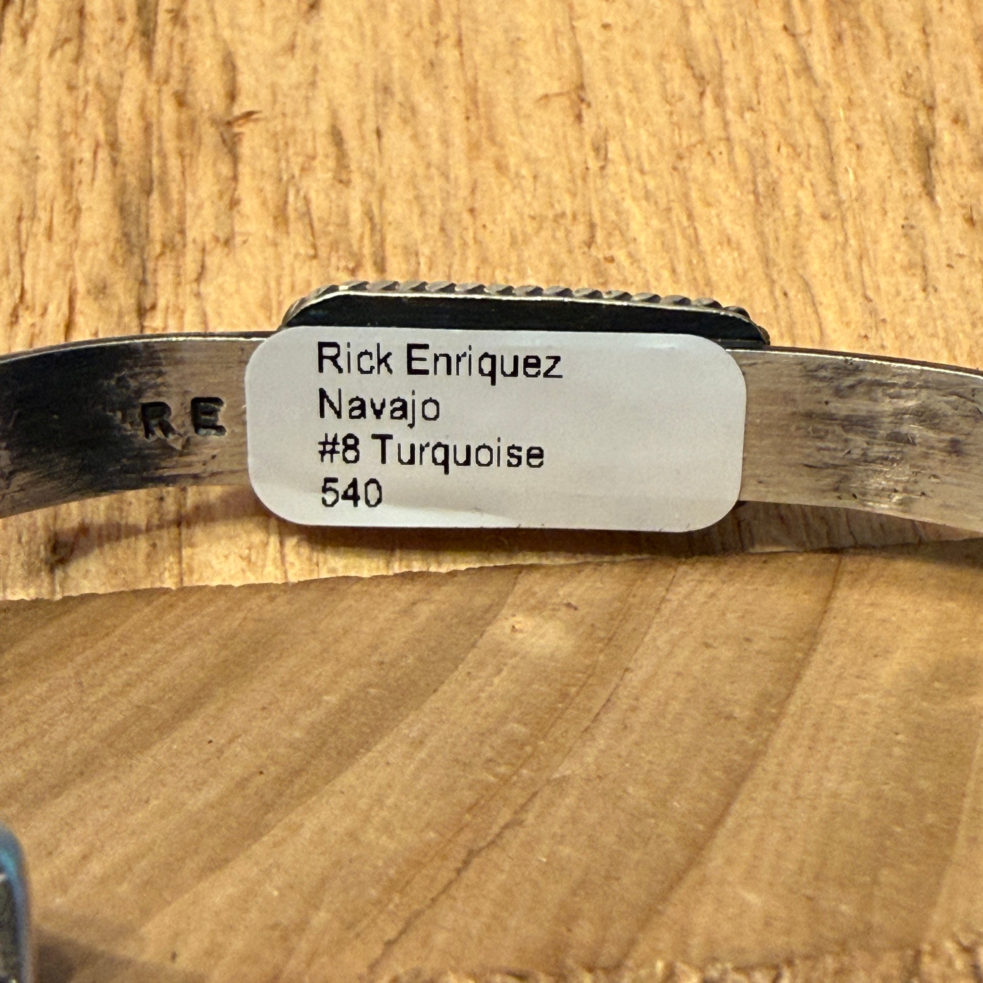 Rick Enriquez Signed Navajo Style Turquoise Dahlia Gemstone Cuff Bangle in Sterling Silver Wild West Boho