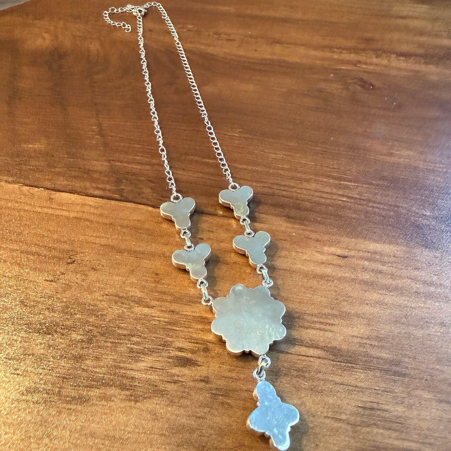 Wild Horse Dahlia Blue Gemstone Lariat Y Necklace Sterling Silver Wild West Boho