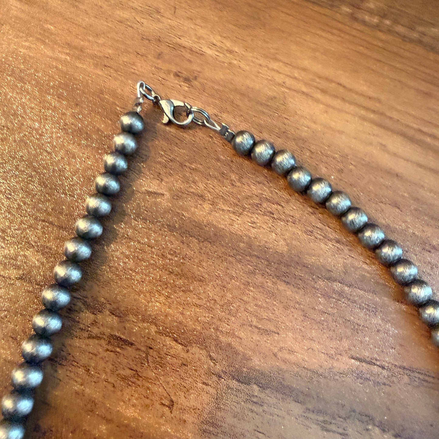 Handcrafted Navajo Style Coral Turquoise Thunderbird 6mm Silver Pearl Necklace, 18 Inch Wild West Boho