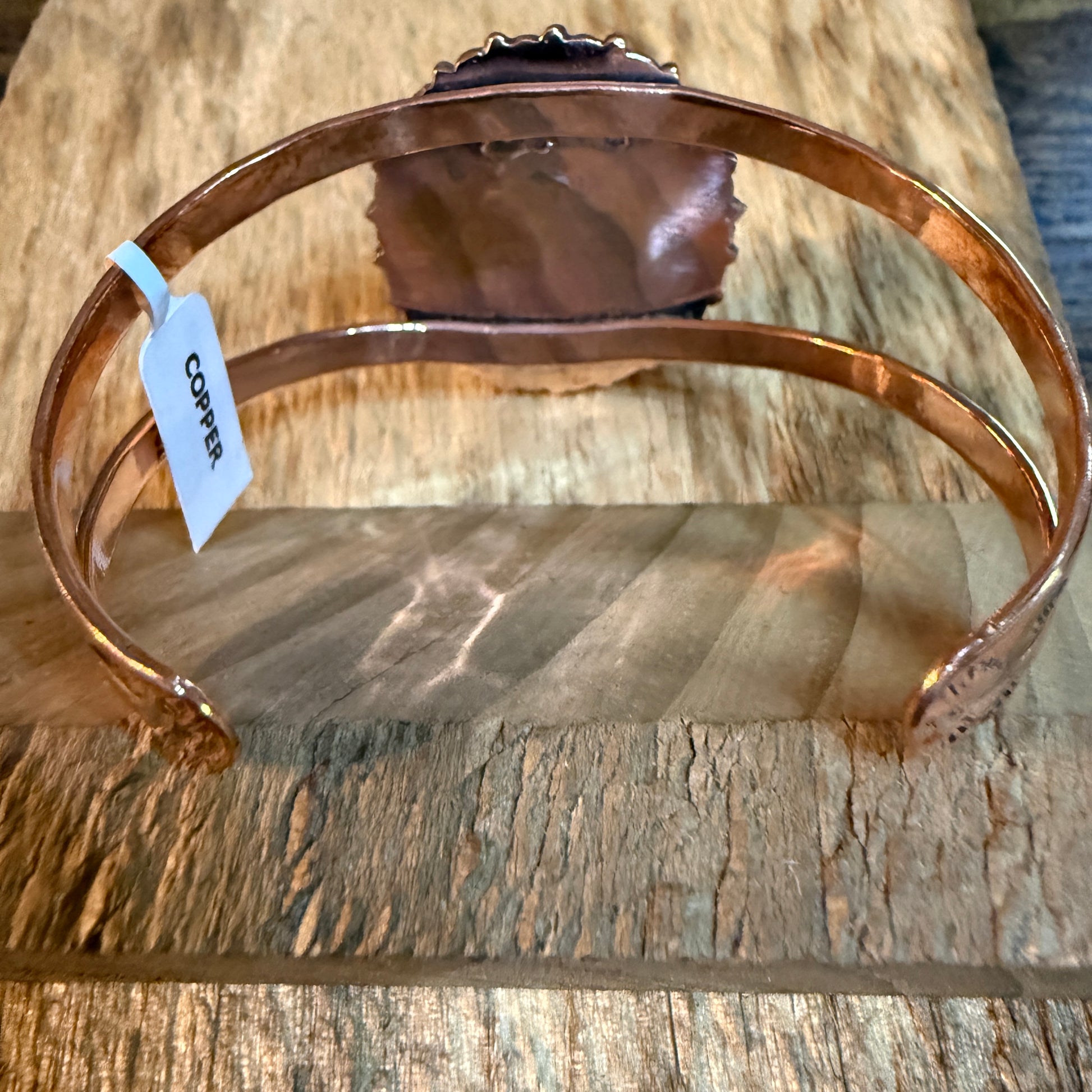 Kingman Turquoise Genuine Copper Cuff Flex Bracelet One Inch Stone Adjustable Wild West Boho