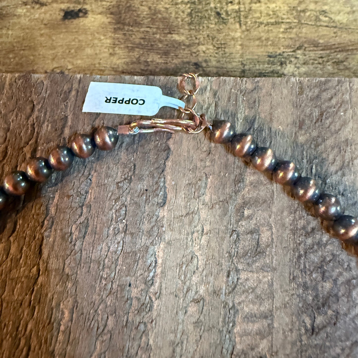 Kingman Turquoise Gemstone Genuine Copper Pearl Bead Necklace 18 Inch Wild West Boho