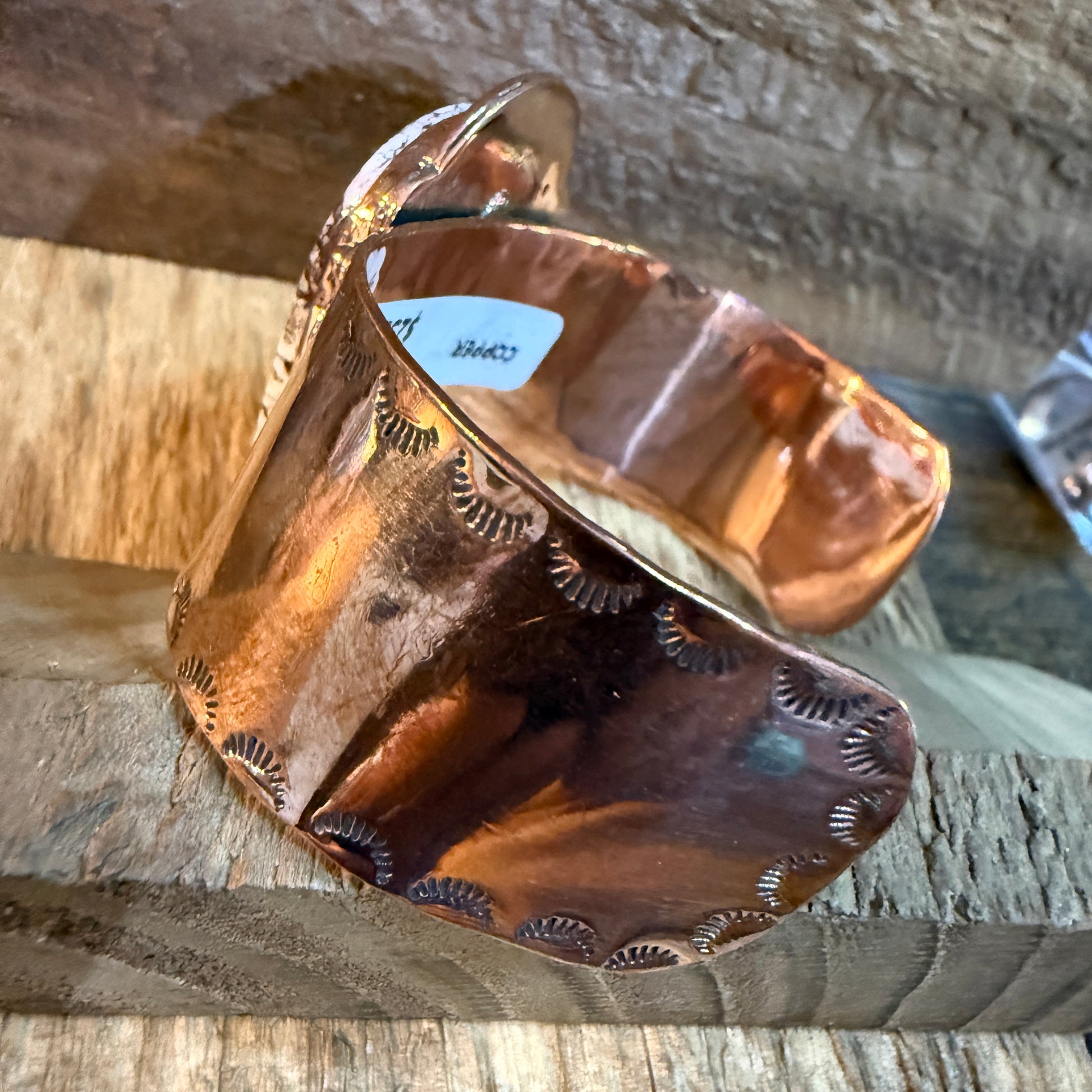 Genuine Copper Wild Horse Gemstone Wide Cuff Bracelet Adjustable 2 Inch Stone Wild West Boho