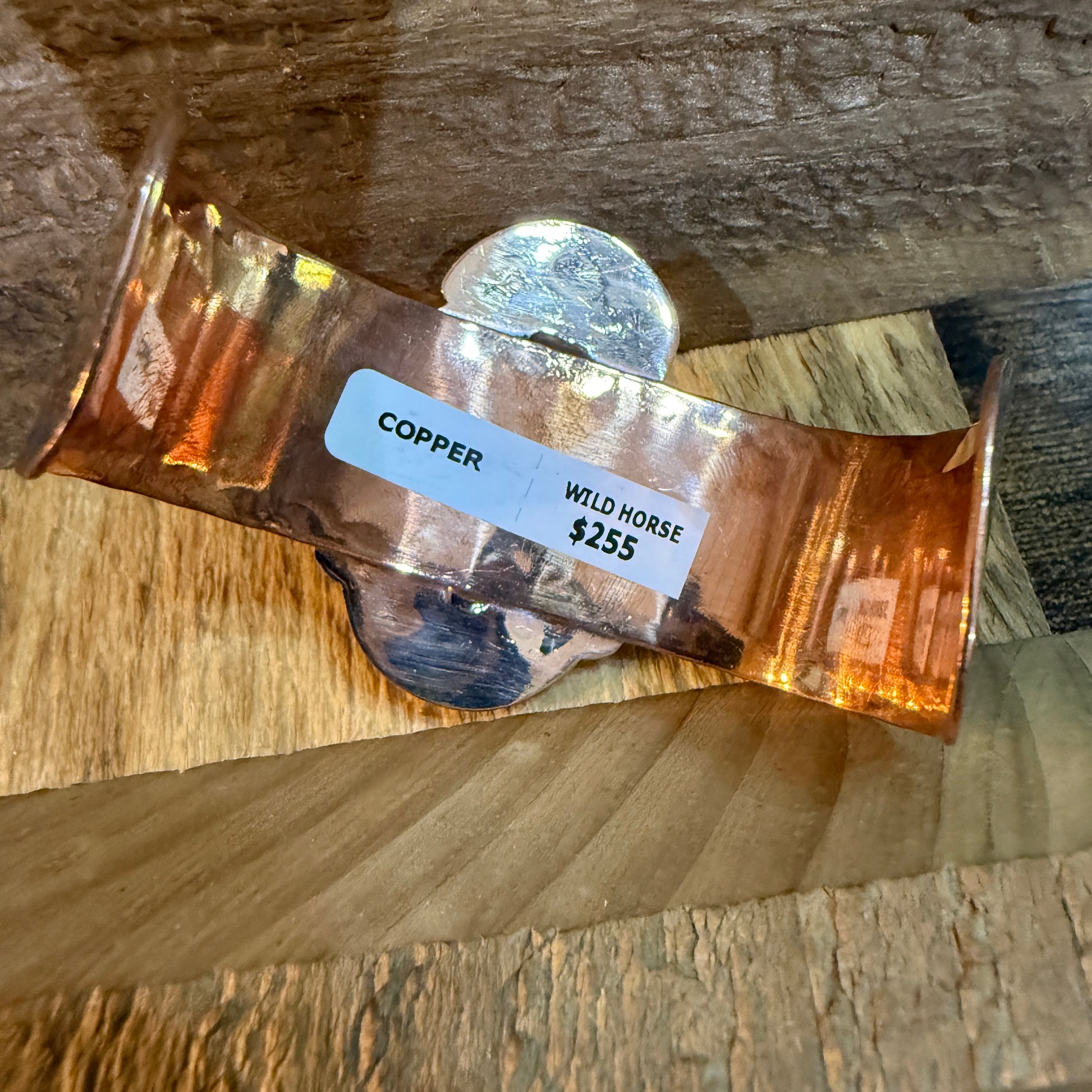 Genuine Copper Wild Horse Gemstone Wide Cuff Bracelet Adjustable 2 Inch Stone Wild West Boho