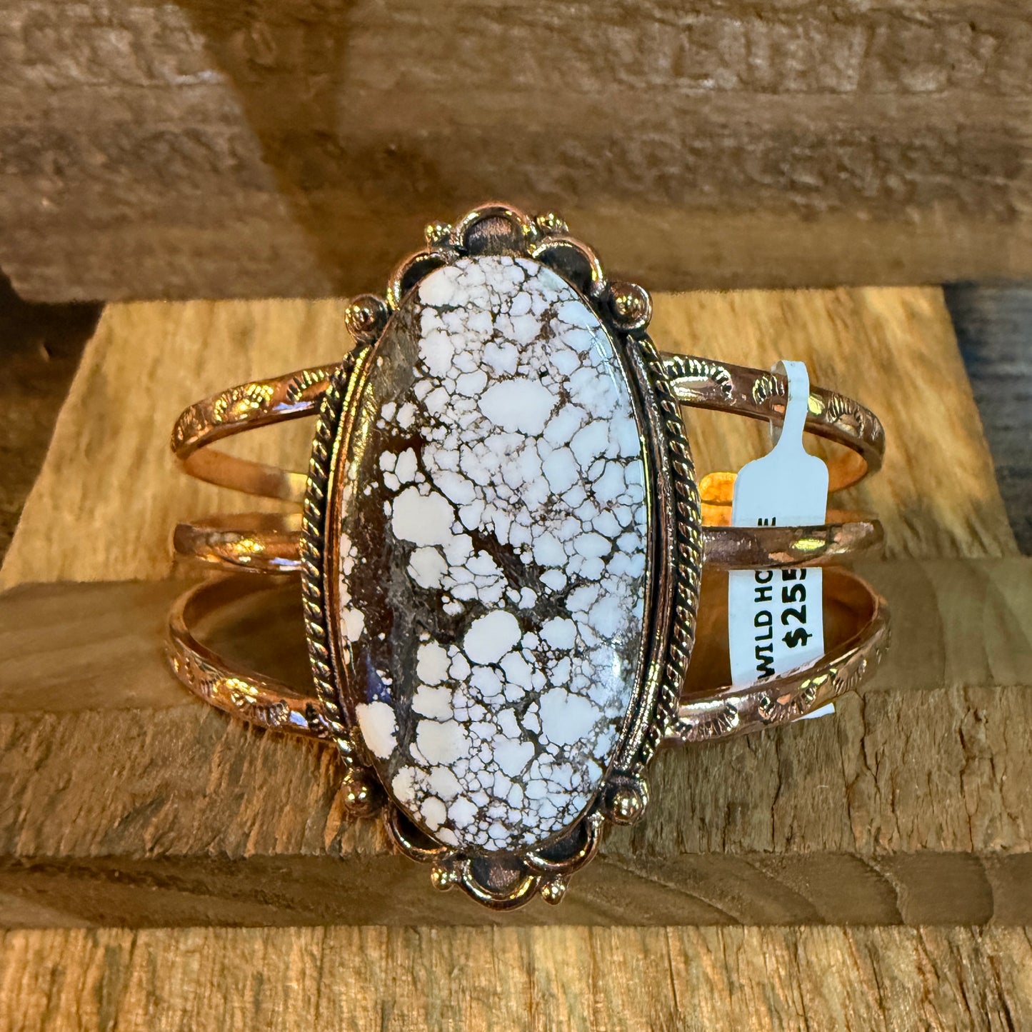 Genuine Copper Wild Horse Gemstone Wide Cuff Bracelet Wild West Boho