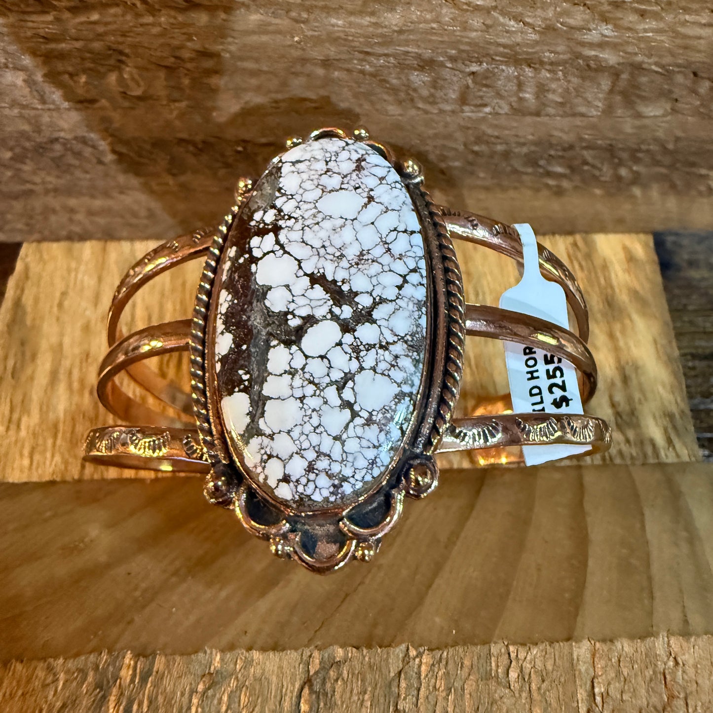 Genuine Copper Wild Horse Gemstone Wide Cuff Bracelet Wild West Boho
