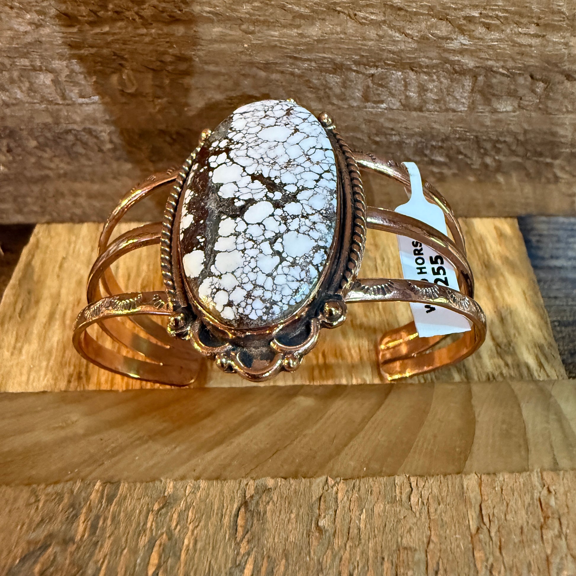 Genuine Copper Wild Horse Gemstone Wide Cuff Bracelet Wild West Boho