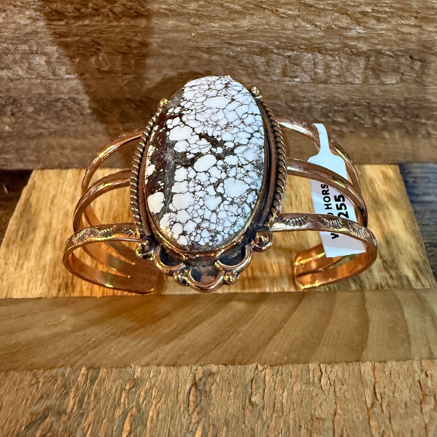 Genuine Copper Wild Horse Gemstone Wide Cuff Bracelet Wild West Boho