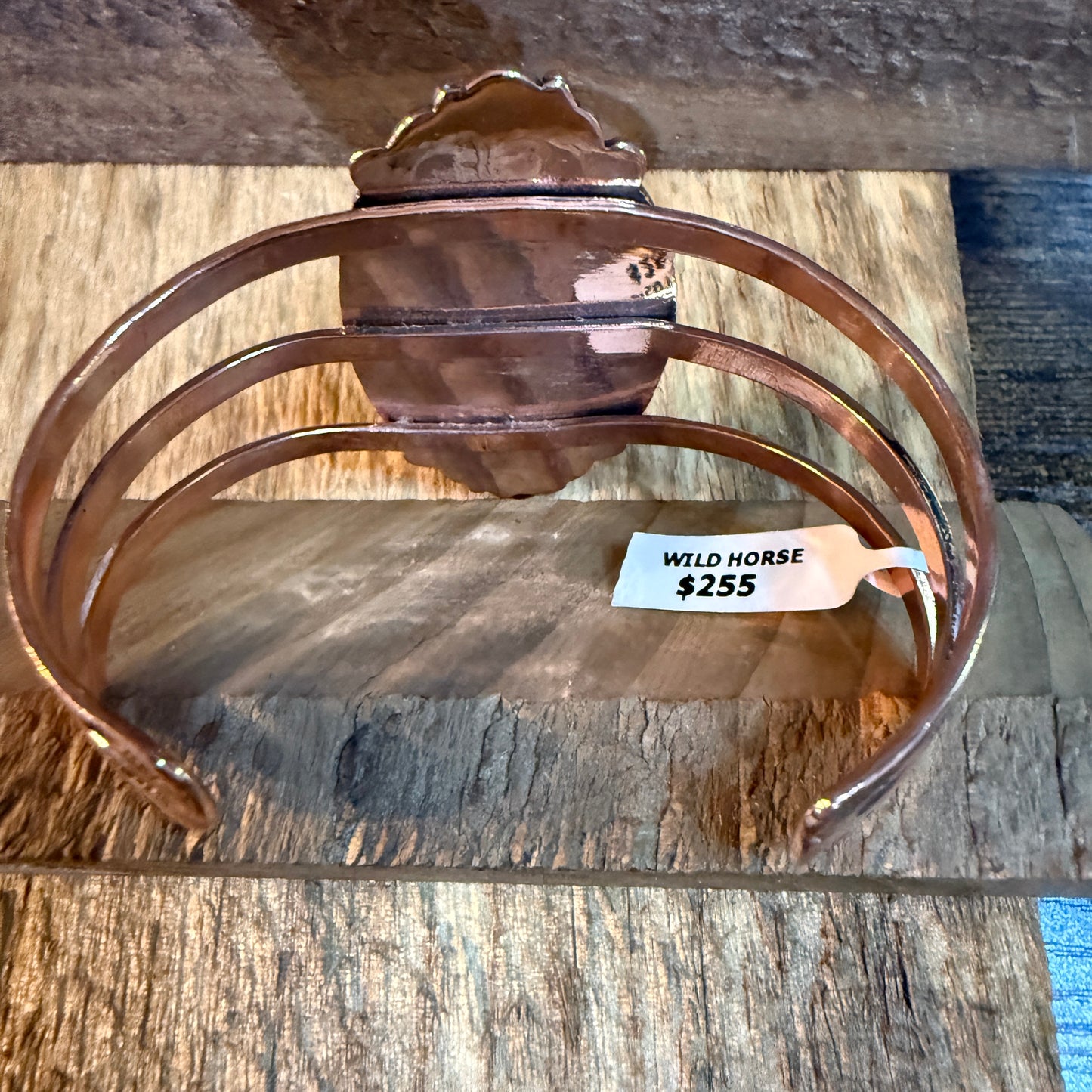 Genuine Copper Wild Horse Gemstone Wide Cuff Bracelet Wild West Boho