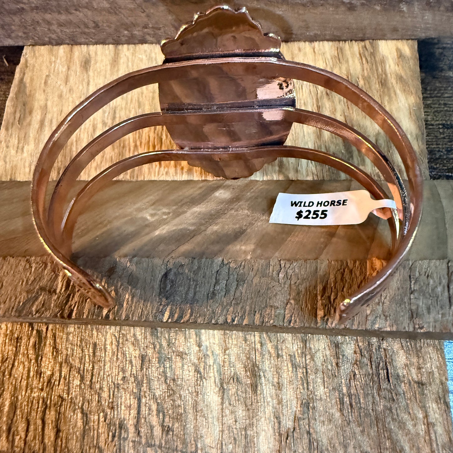 Genuine Copper Wild Horse Gemstone Wide Cuff Bracelet Wild West Boho