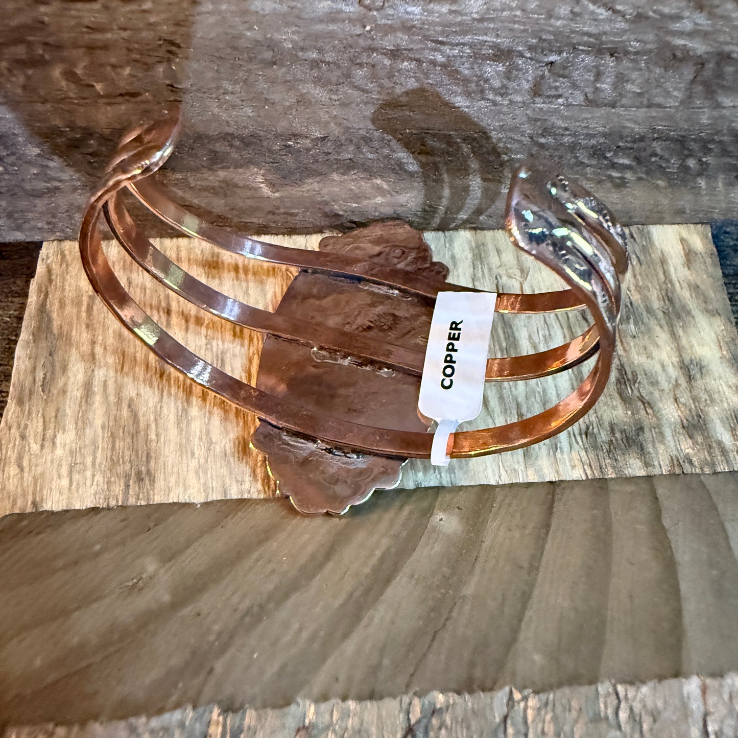 Genuine Copper Wild Horse Gemstone Wide Cuff Bracelet Wild West Boho
