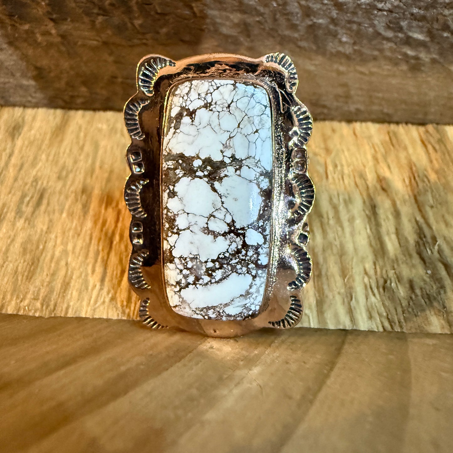 Wild Horse Gemstone Adjustable Ring in Copper One Inch Stone Wild West Boho