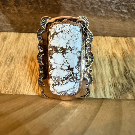 Wild Horse Gemstone Adjustable Ring in Copper One Inch Stone Wild West Boho