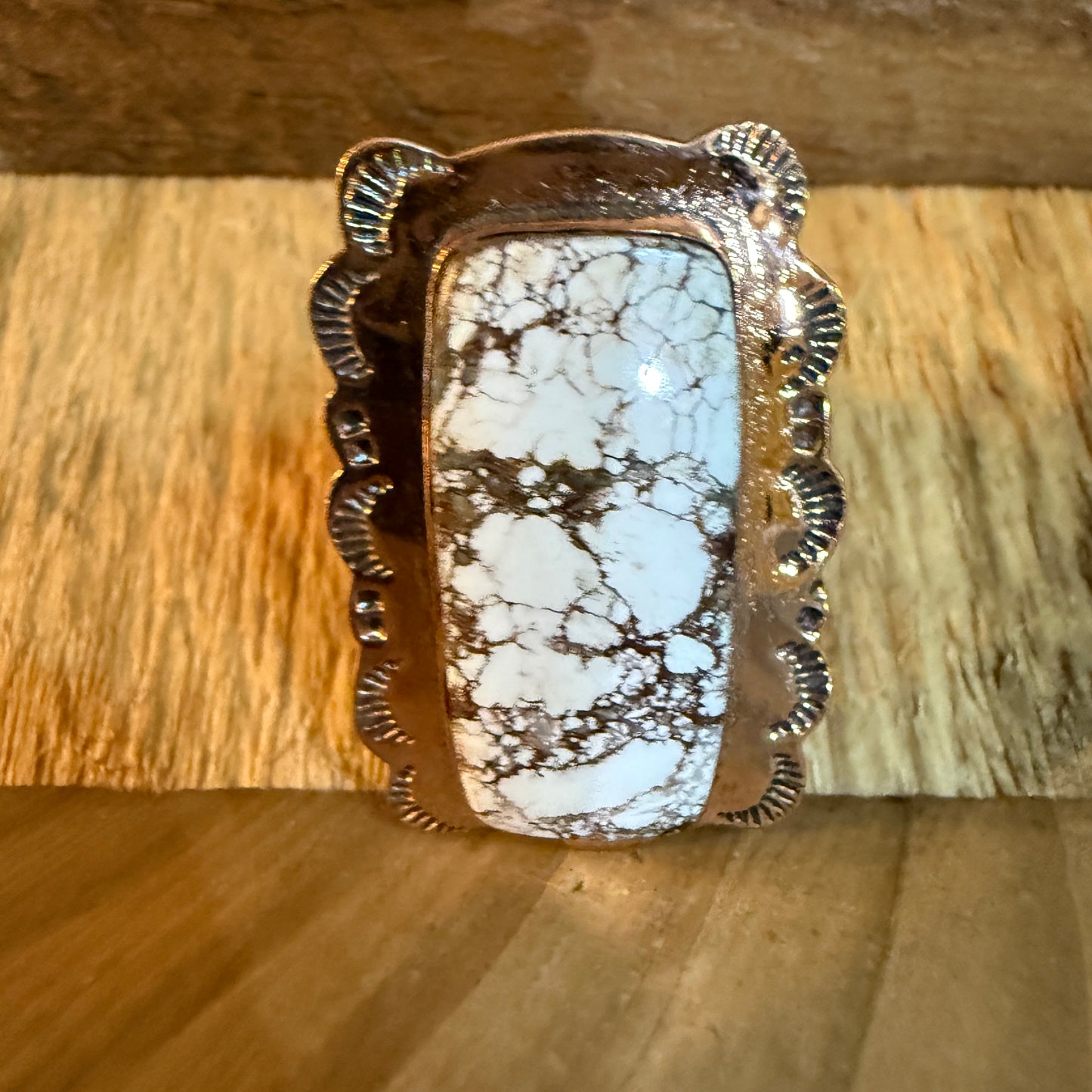 Wild Horse Gemstone Adjustable Ring in Copper One Inch Stone Wild West Boho