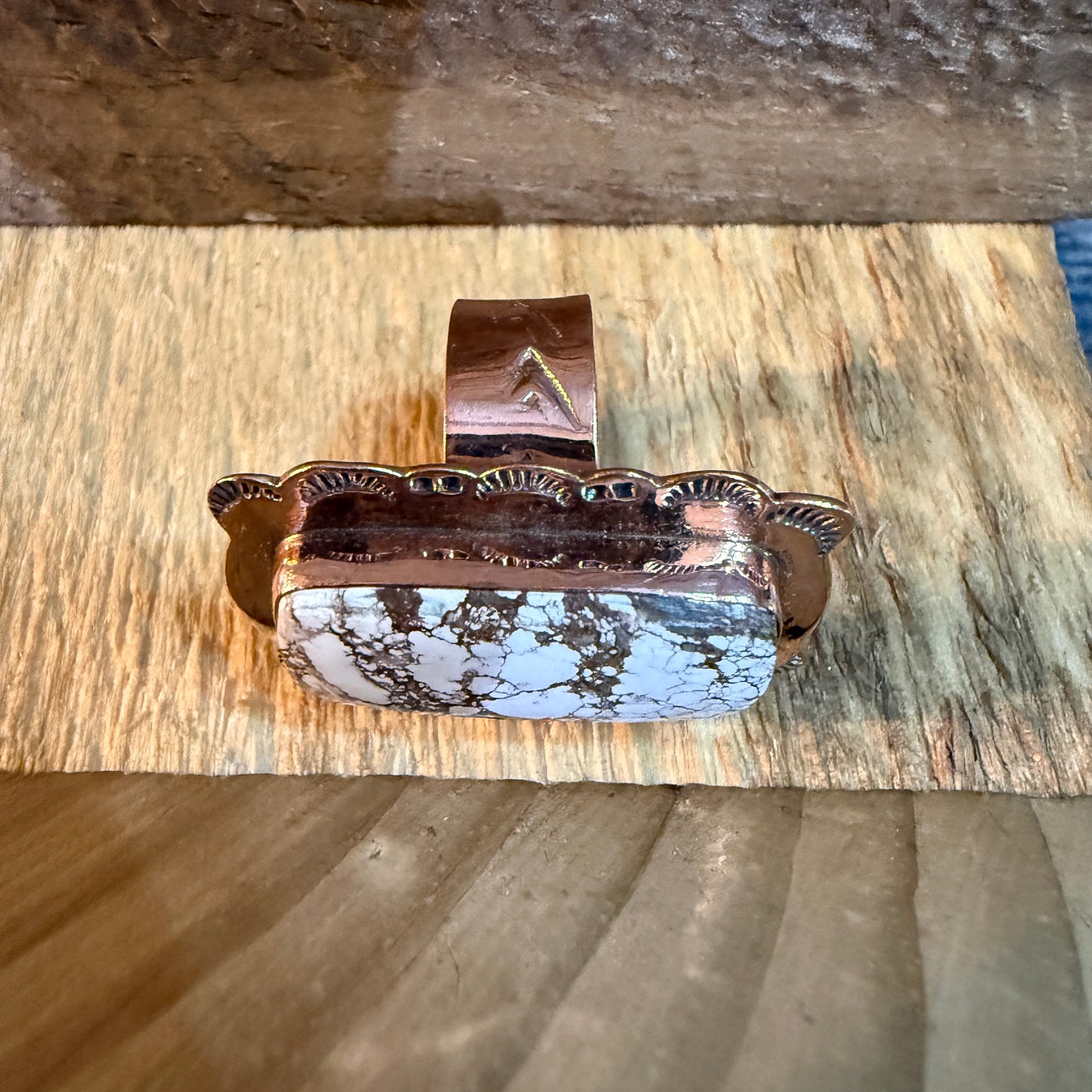 Wild Horse Gemstone Adjustable Ring in Copper One Inch Stone Wild West Boho