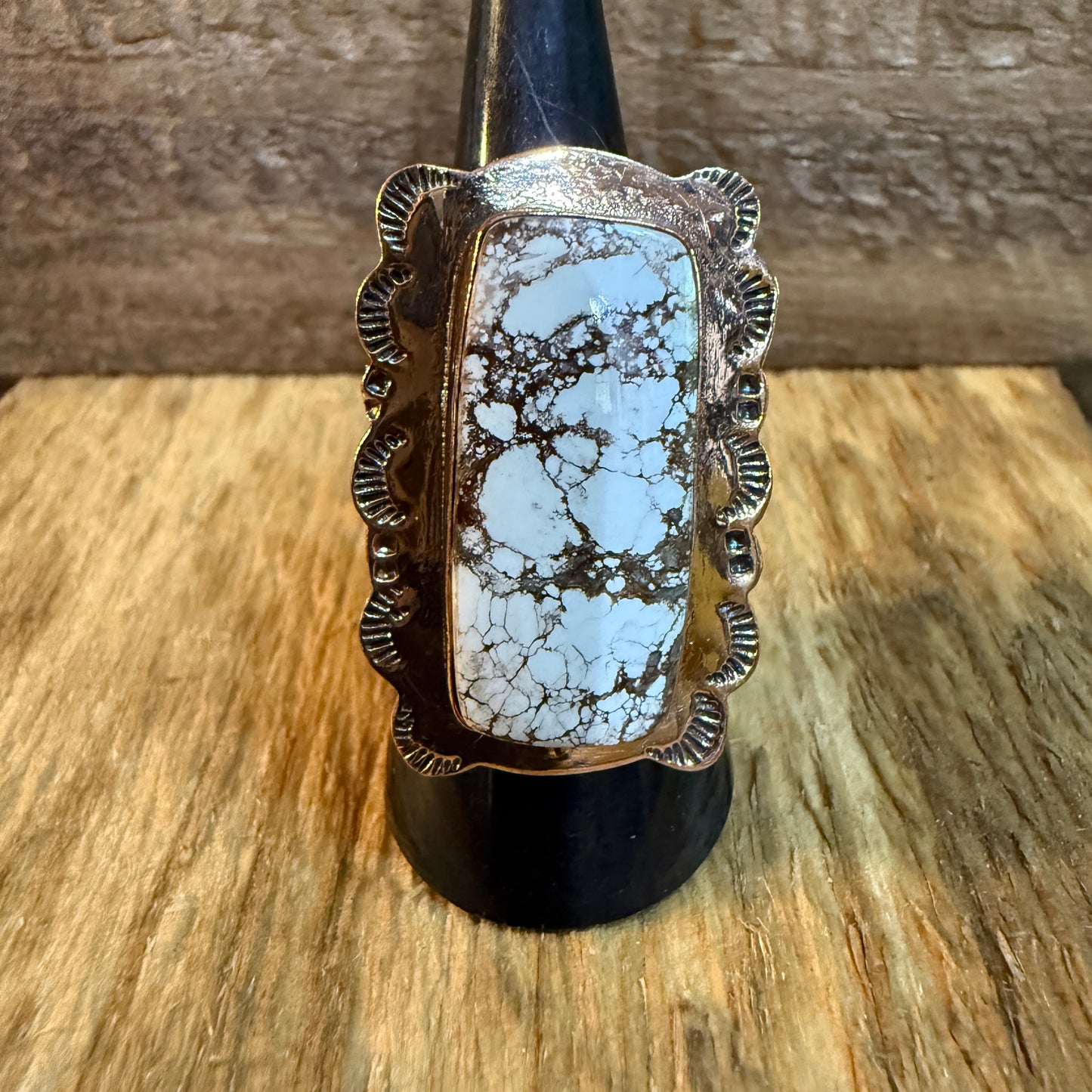 Wild Horse Gemstone Adjustable Ring in Copper One Inch Stone Wild West Boho