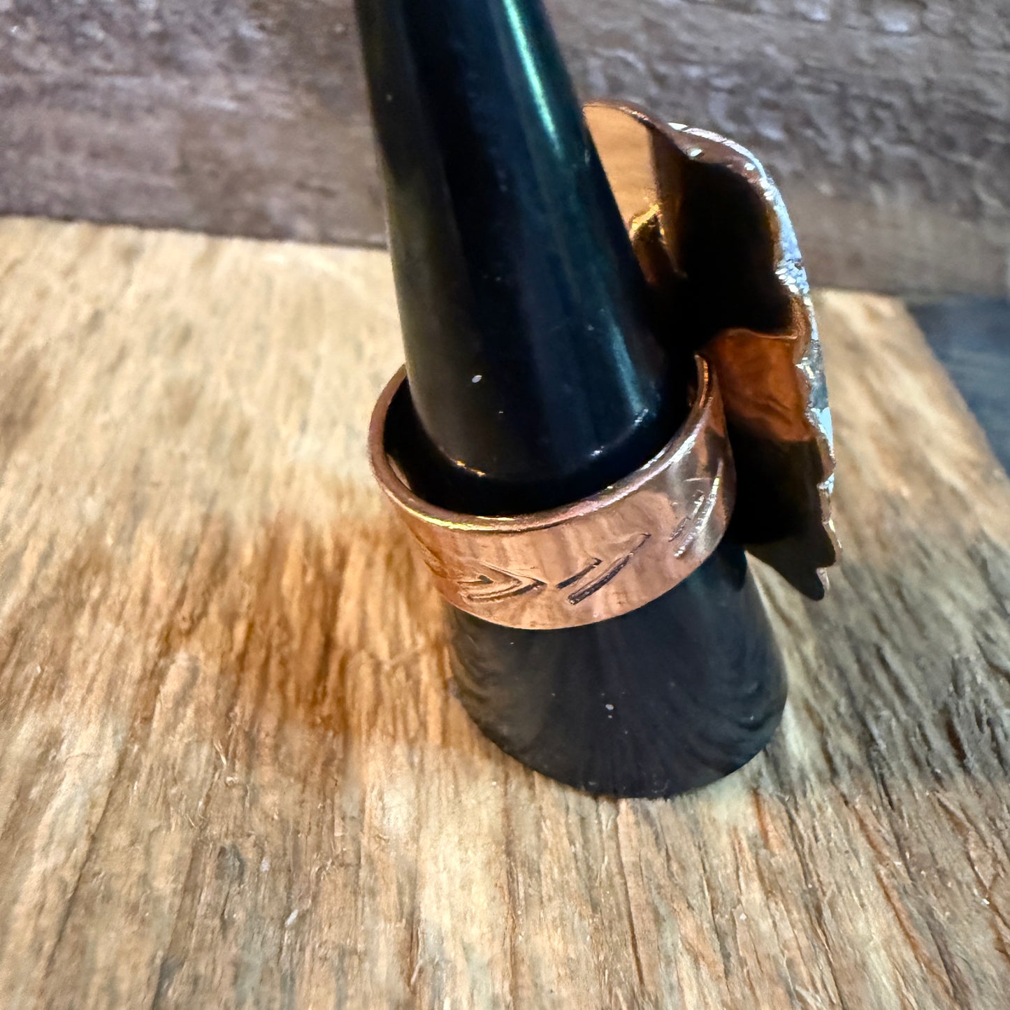 Wild Horse Gemstone Adjustable Ring in Copper One Inch Stone Wild West Boho