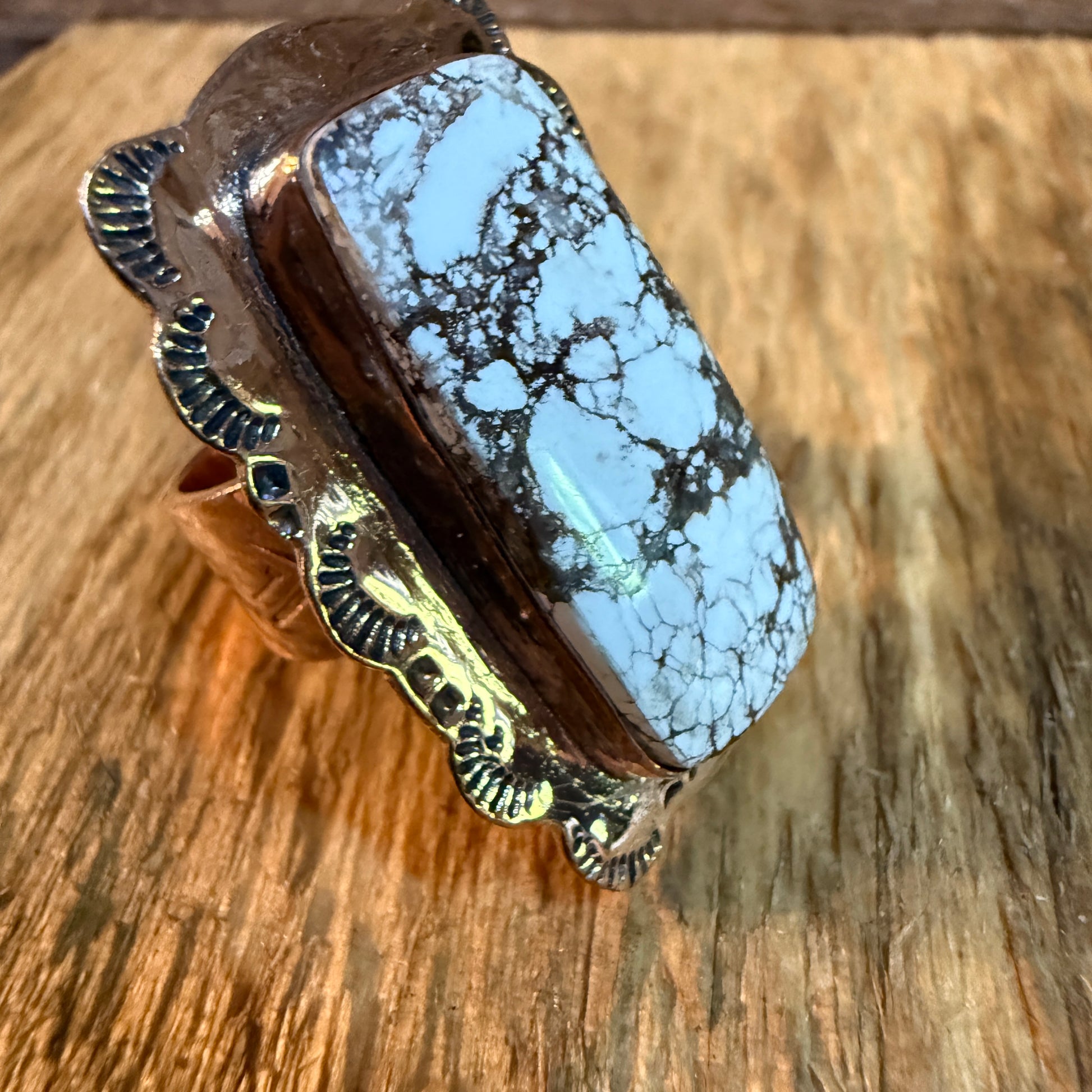 Wild Horse Gemstone Adjustable Ring in Copper One Inch Stone Wild West Boho