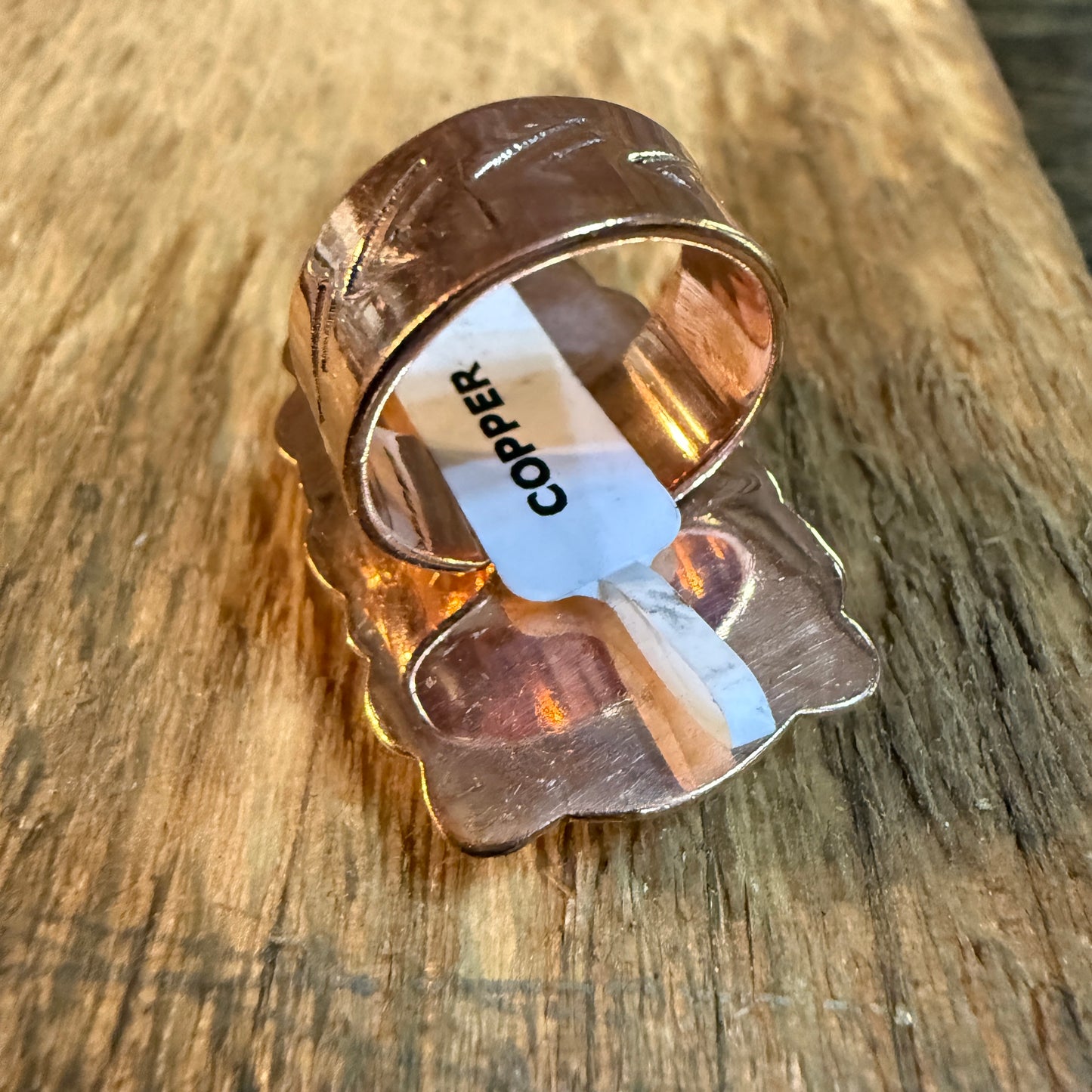 Wild Horse Gemstone Adjustable Ring in Copper One Inch Stone Wild West Boho