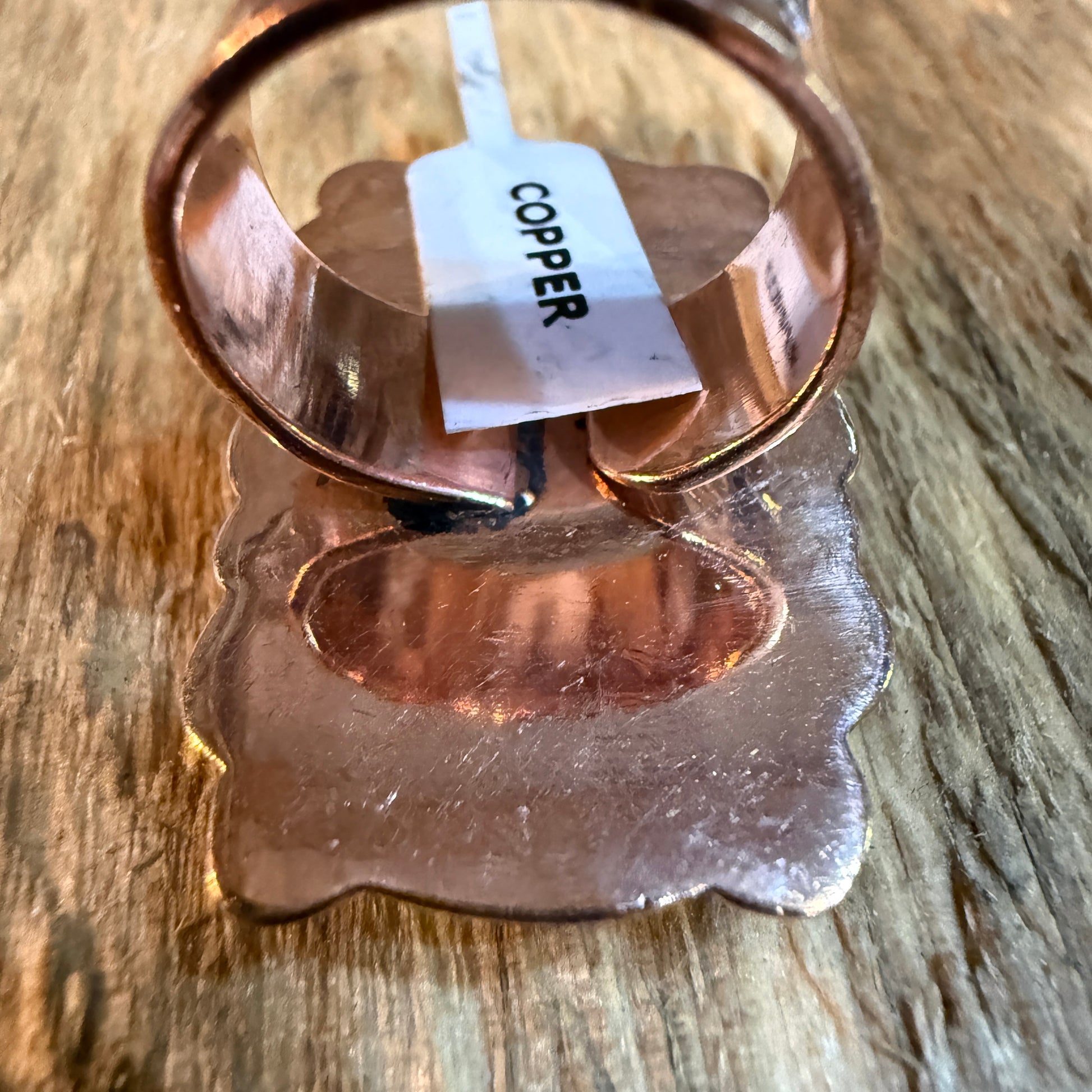 Wild Horse Gemstone Adjustable Ring in Copper One Inch Stone Wild West Boho