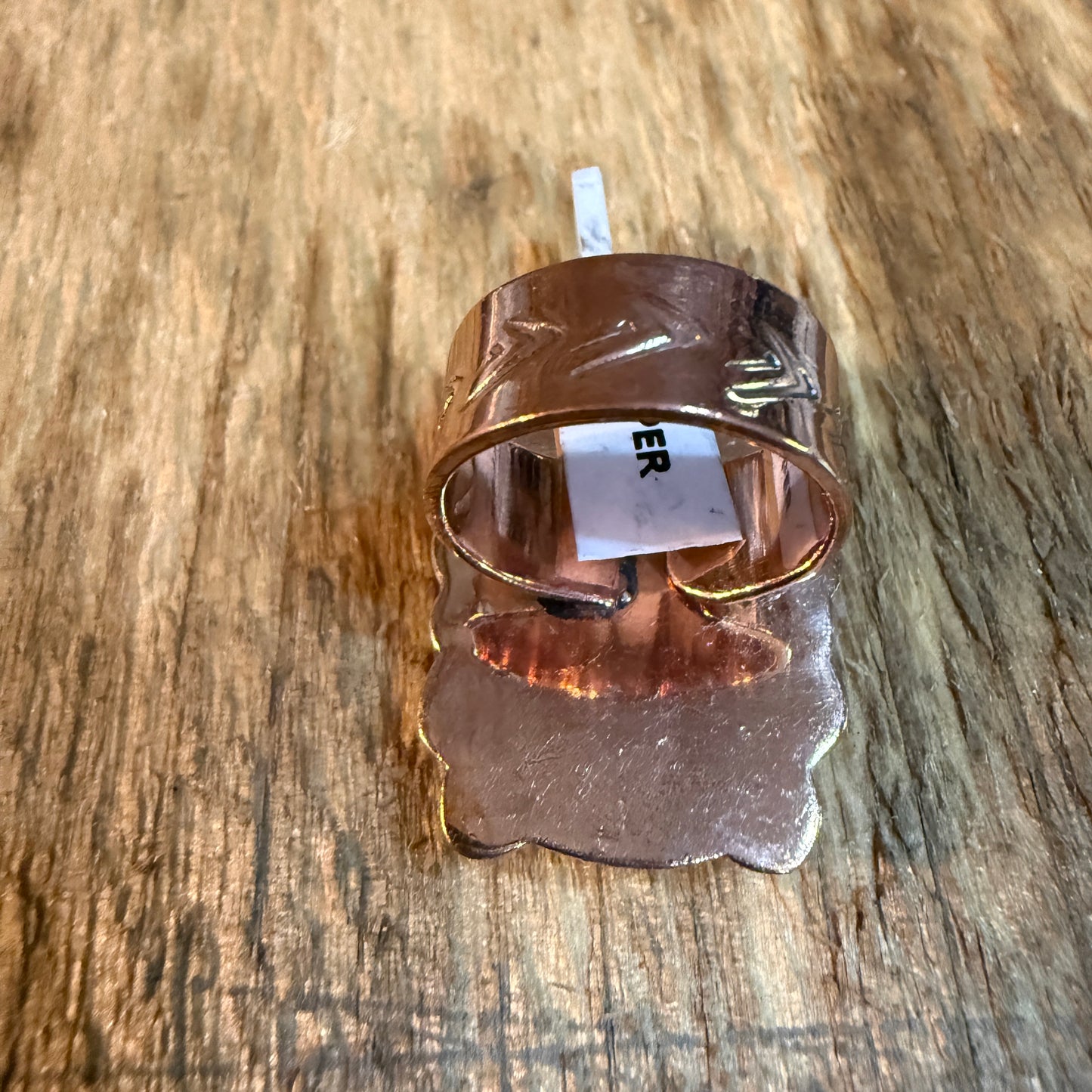 Wild Horse Gemstone Adjustable Ring in Copper One Inch Stone Wild West Boho