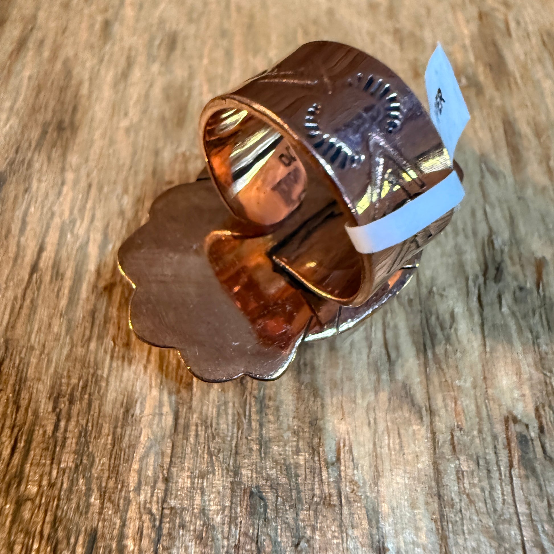 Wild Horse Gemstone Adjustable Copper Ring With One and a Half Inch Stone Wild West Boho