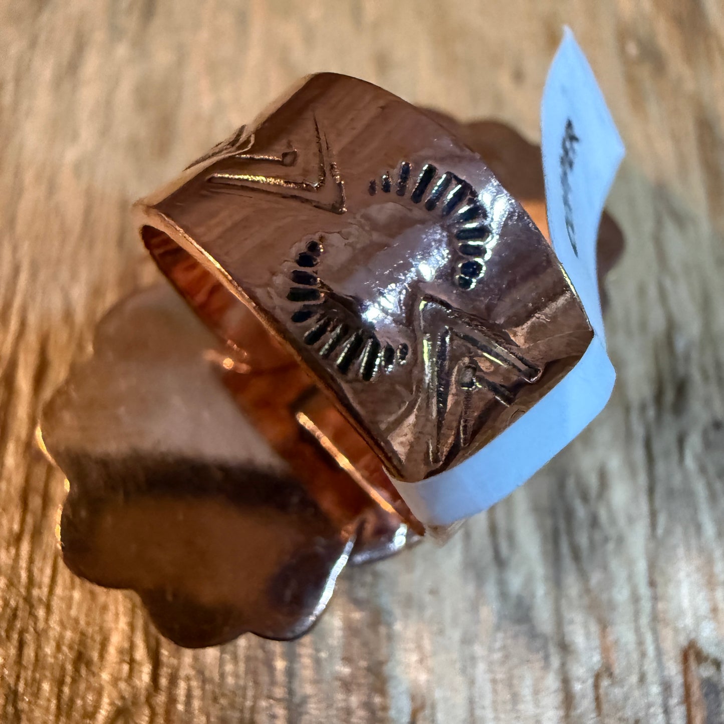 Wild Horse Gemstone Adjustable Copper Ring With One and a Half Inch Stone Wild West Boho