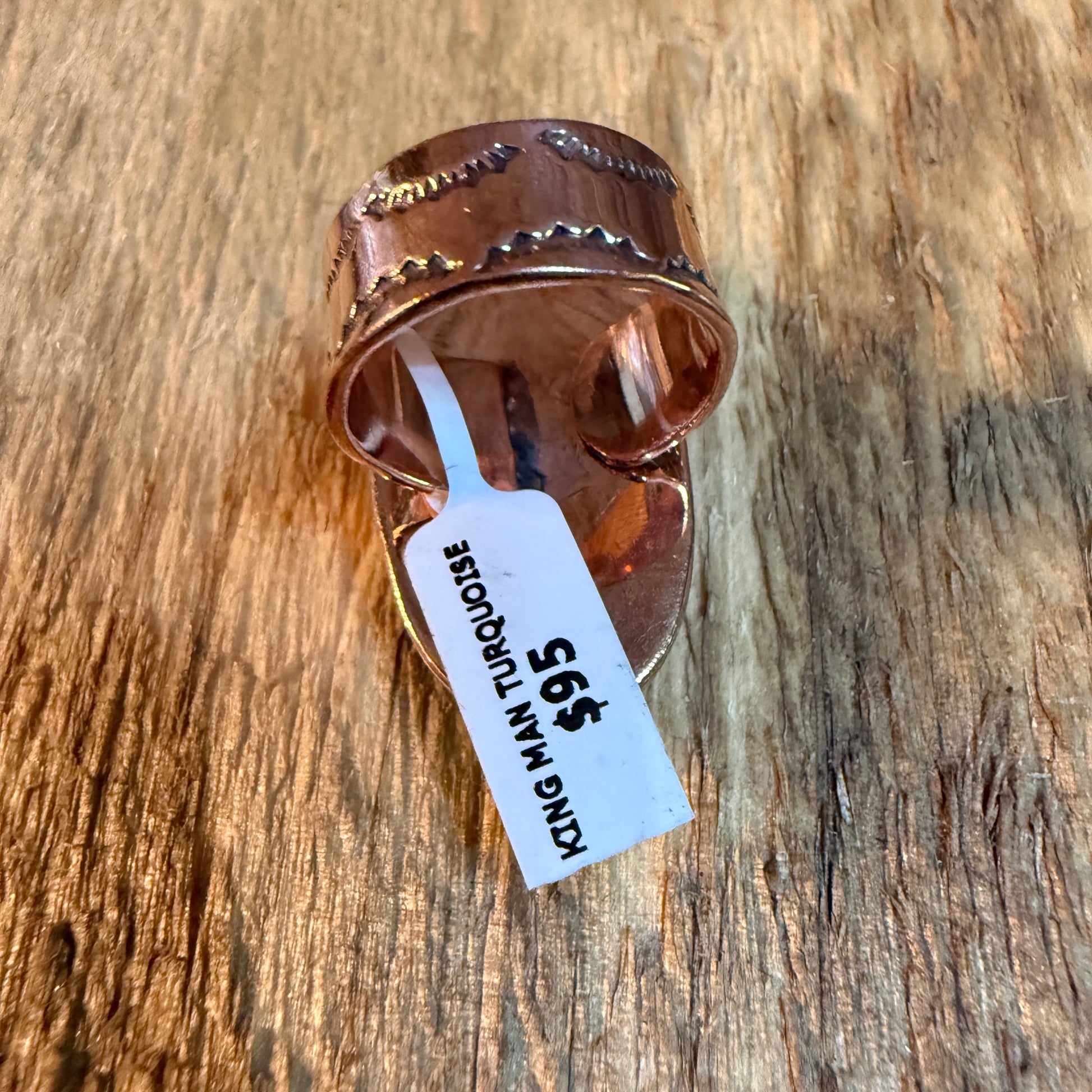 Kingman Turquoise Adjustable Ring in Copper Genuine Gemstone Jewelry Wild West Boho