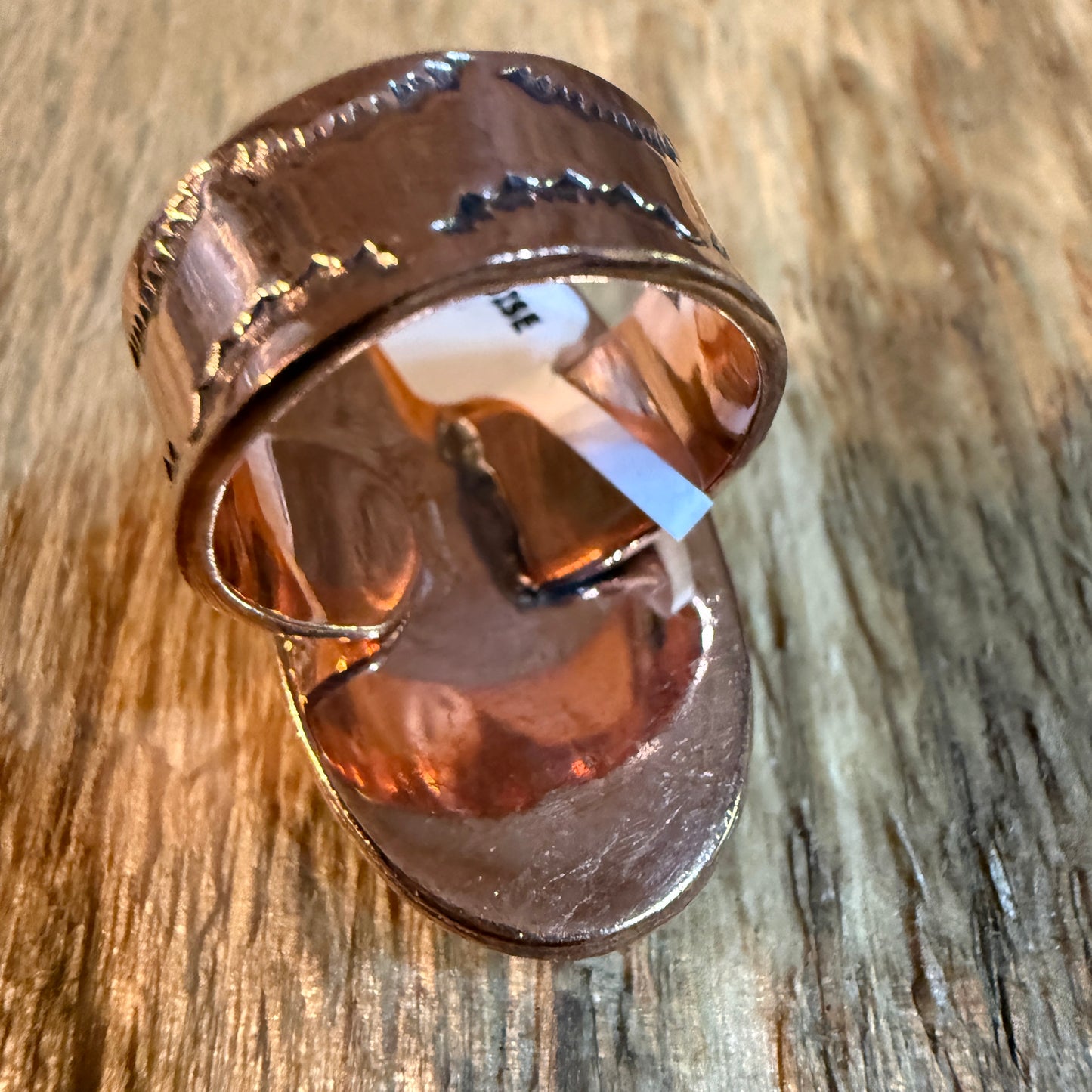 Kingman Turquoise Adjustable Ring in Copper Genuine Gemstone Jewelry Wild West Boho