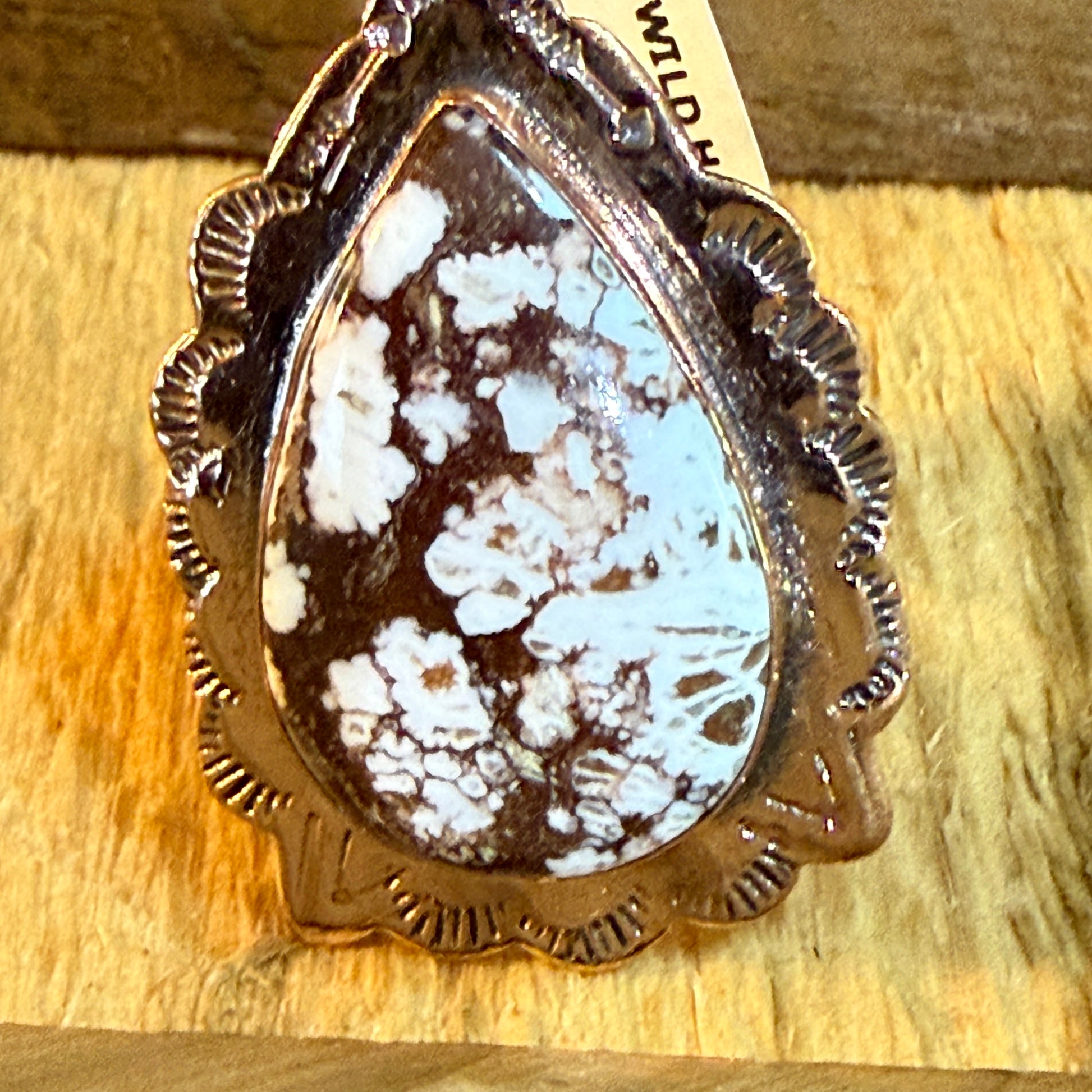 Wild Horse Copper Ring With One Point Two Inch Gemstone Face Adjustable Band Wild West Boho
