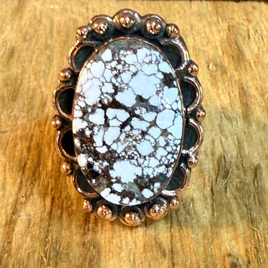 Wild Horse 1 Inch Gemstone Copper Ring Adjustable Band Wild West Boho