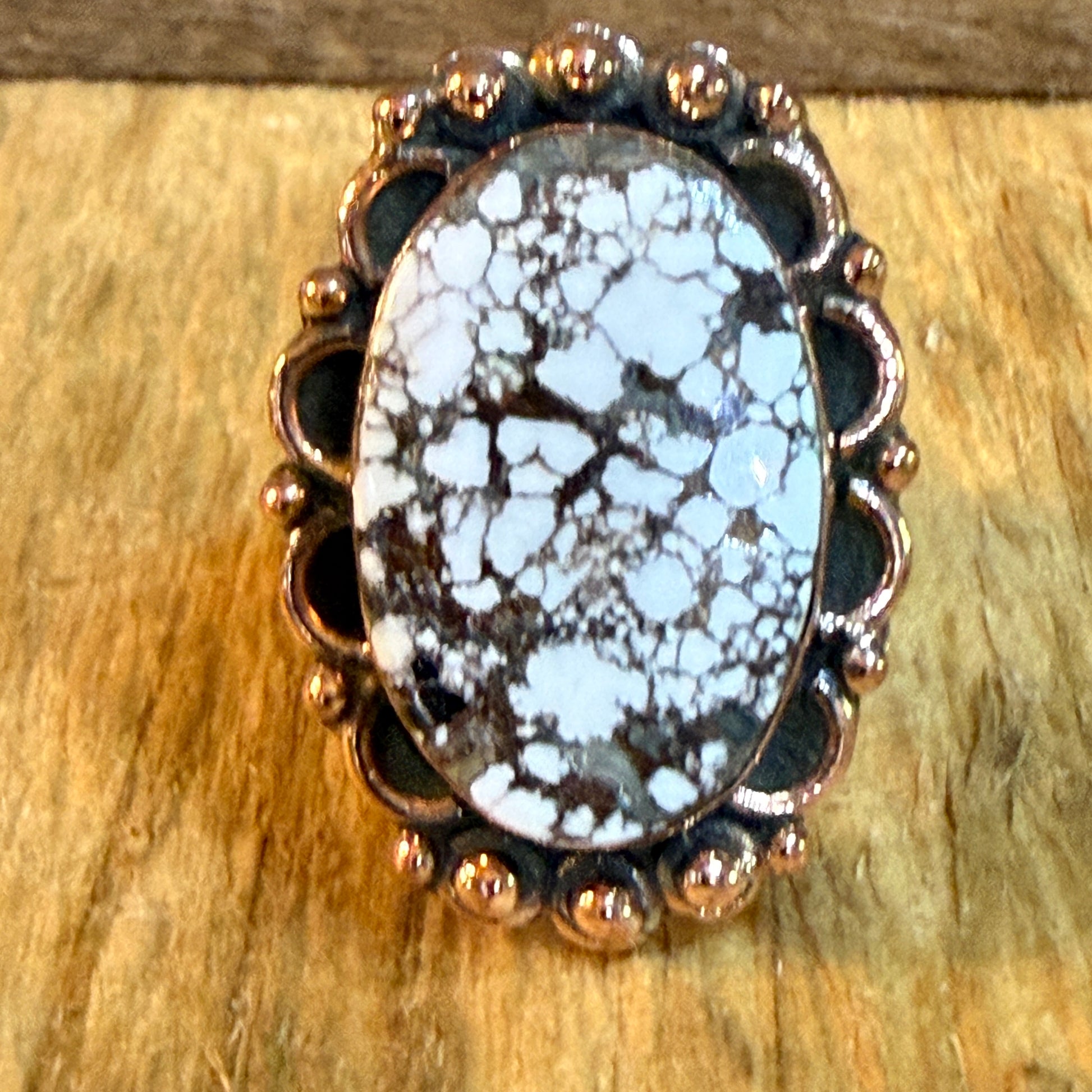 Wild Horse 1 Inch Gemstone Copper Ring Adjustable Band Wild West Boho
