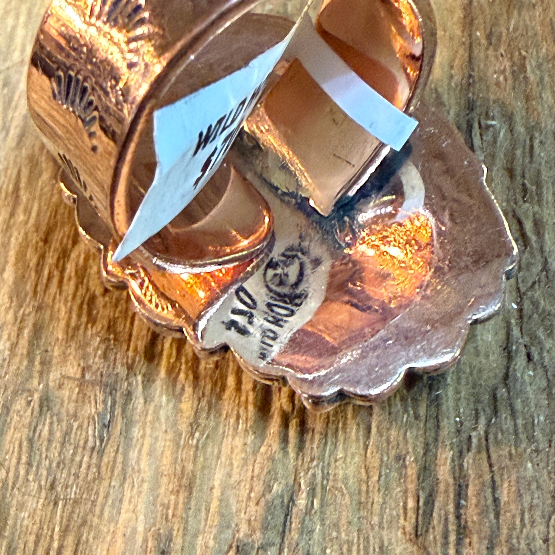 Wild Horse 1 Inch Gemstone Copper Ring Adjustable Band Wild West Boho