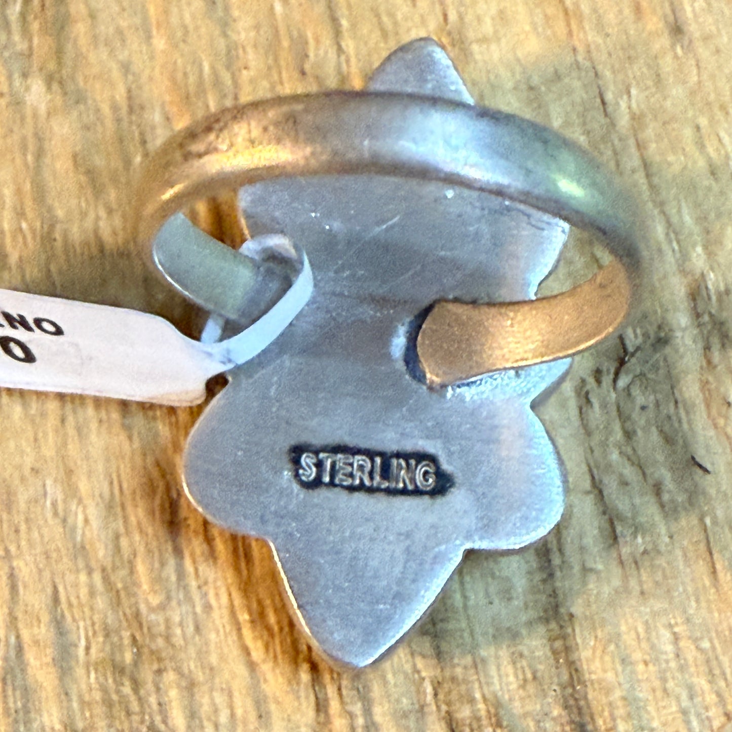 Pink Conch and Palomino Four Gemstones Adjustable Ring in Sterling Silver Wild West Boho