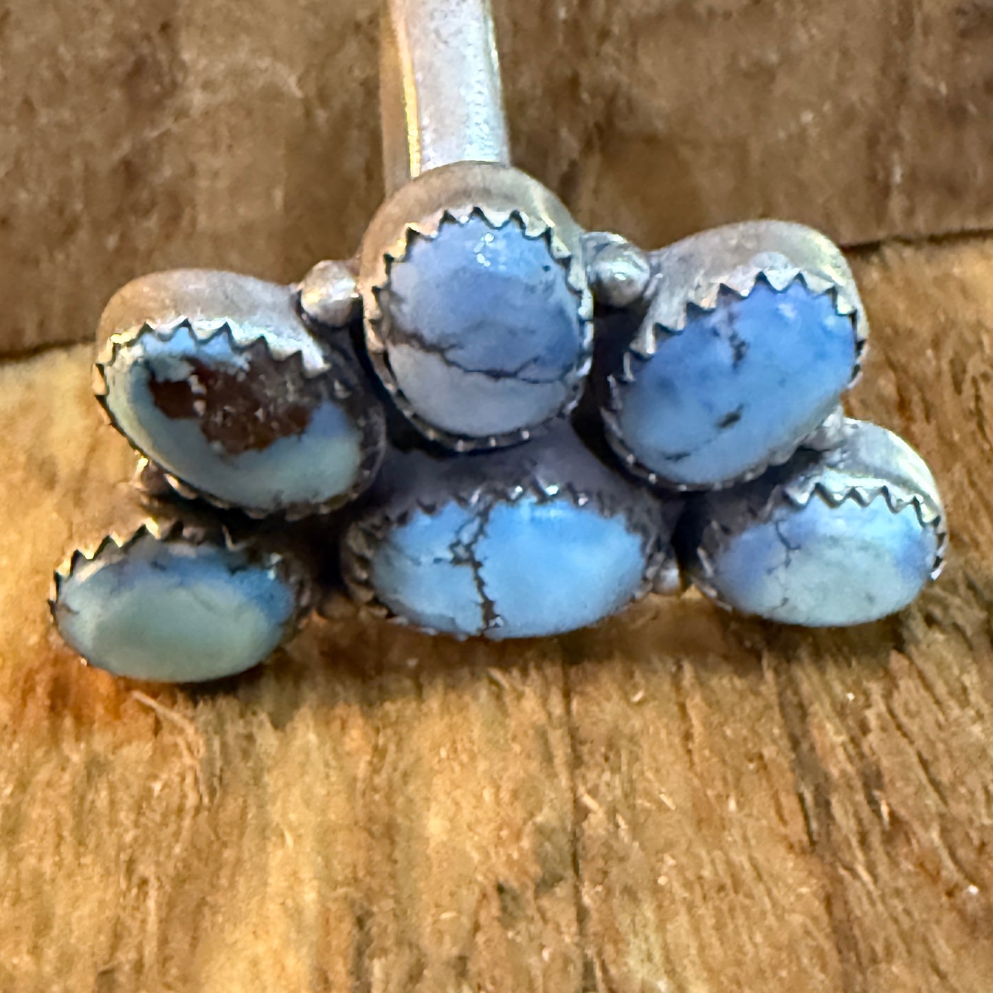 Golden Hills Turquoise Dahlia Adjustable Cluster Ring Sterling Silver Wild West Boho
