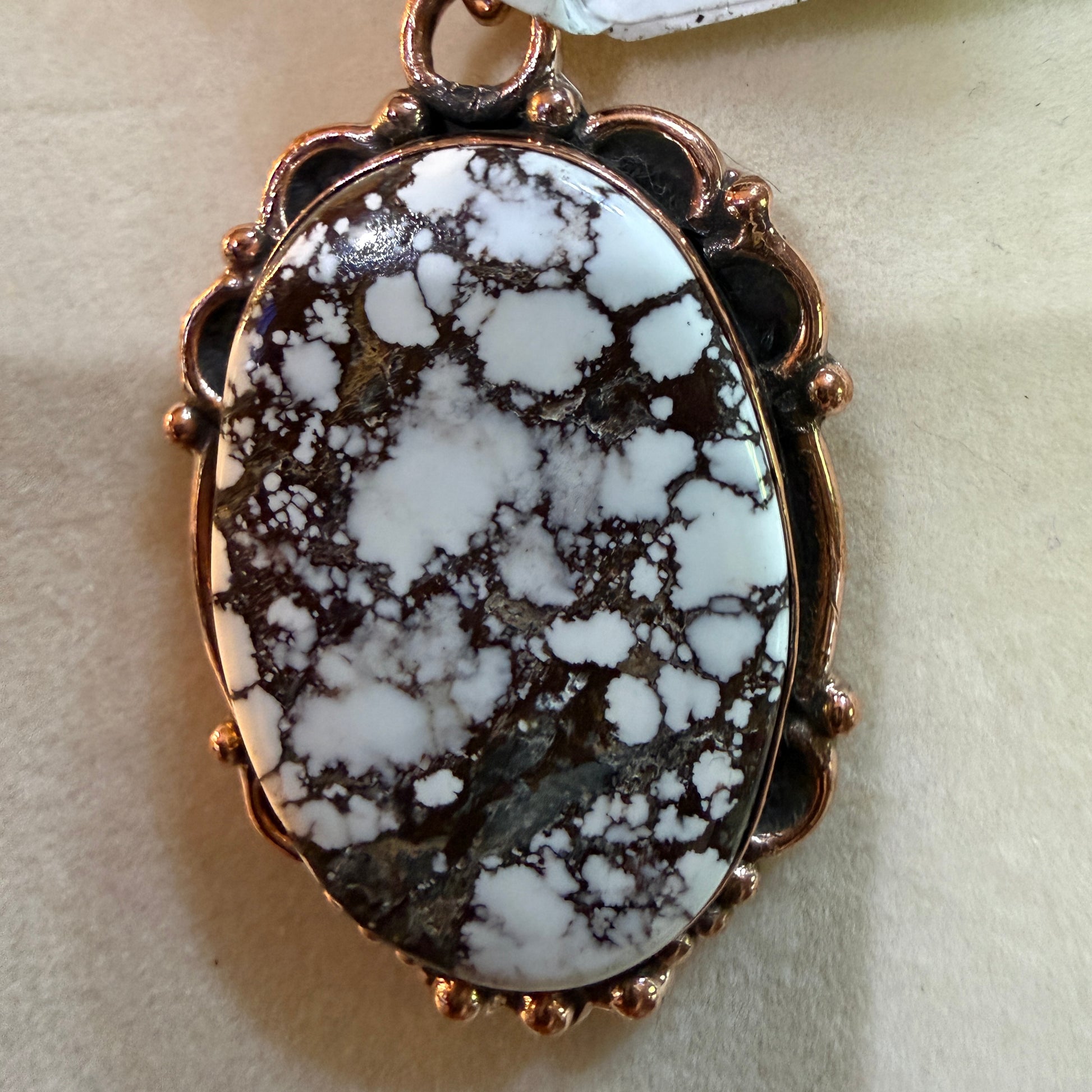 Genuine Copper Pearl Necklace With Wild Horse Gemstone Copper Pendant, 18 Inch Wild West Boho