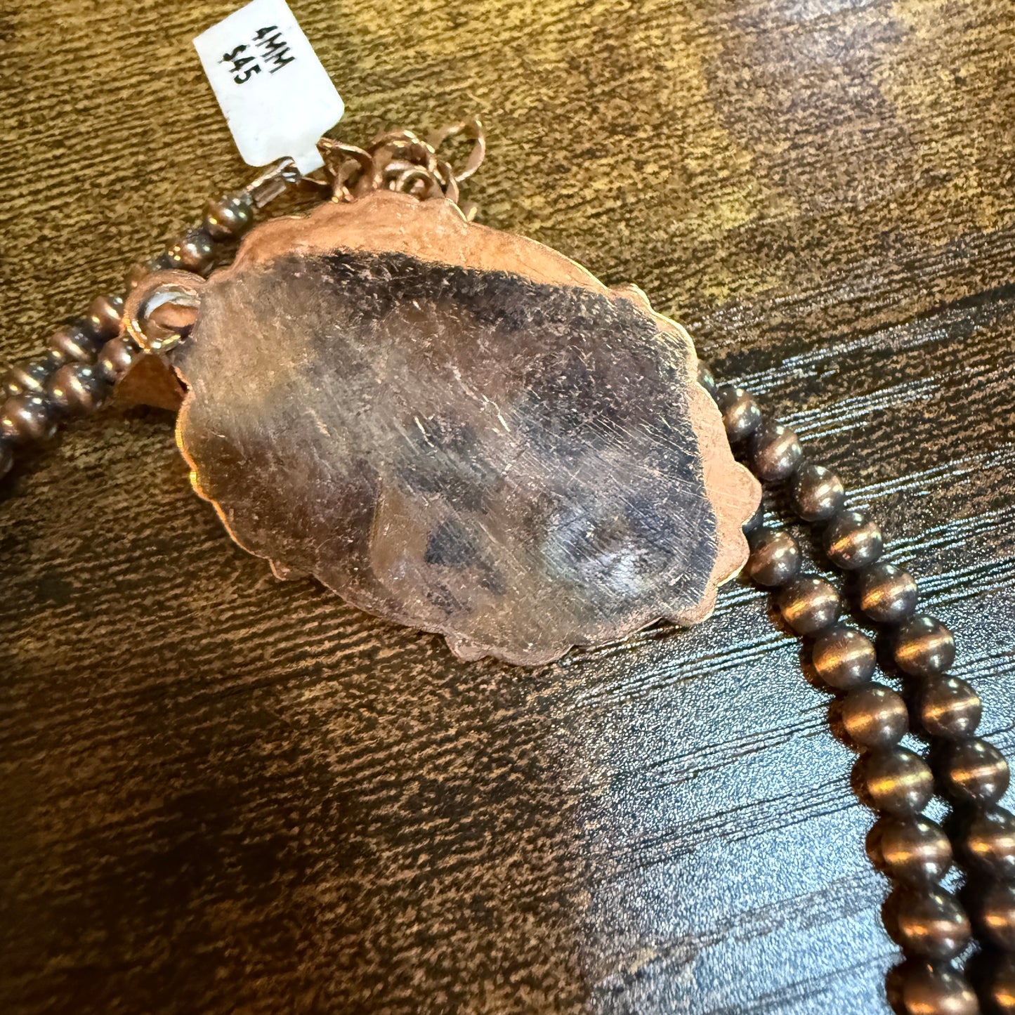 Genuine Copper Pearl Necklace With Wild Horse Gemstone Copper Pendant, 18 Inch Wild West Boho