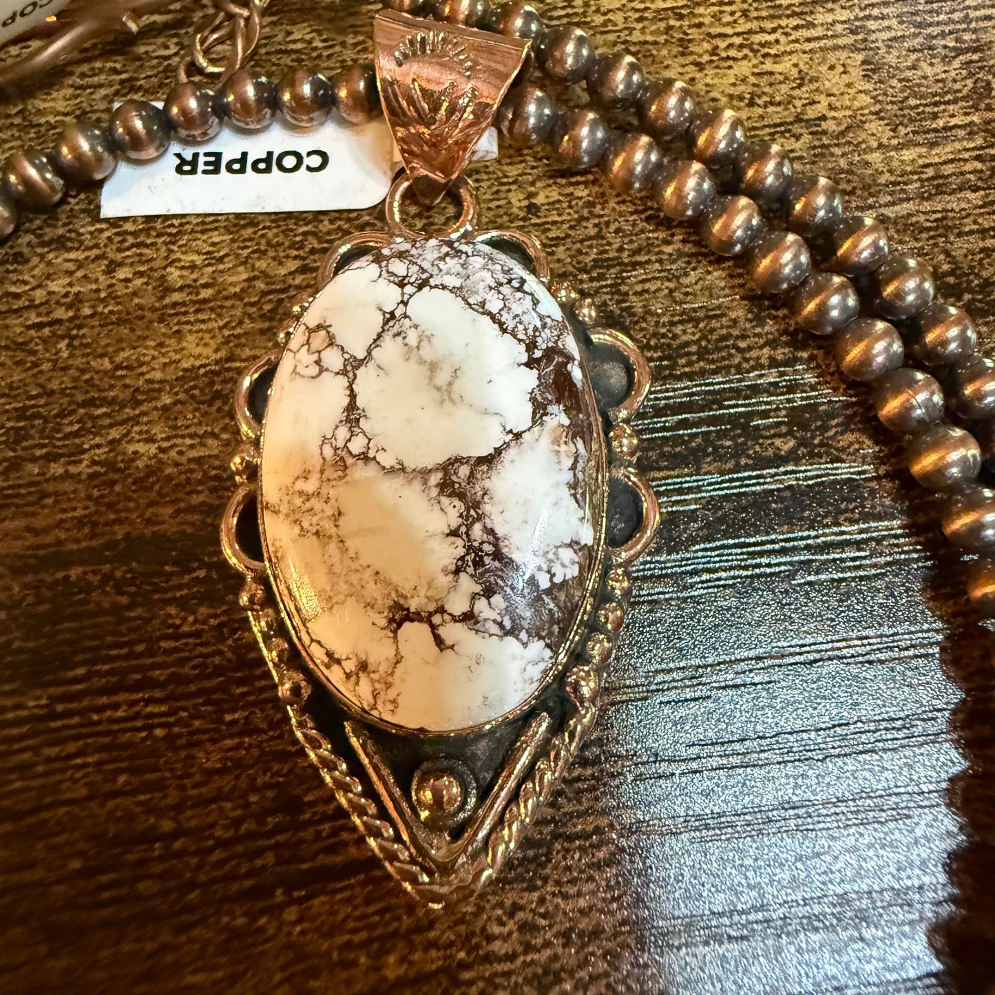 Genuine Copper Pearl Beads 4mm 18 Inch, Wild Horse Gemstone Copper Pendant Wild West Boho